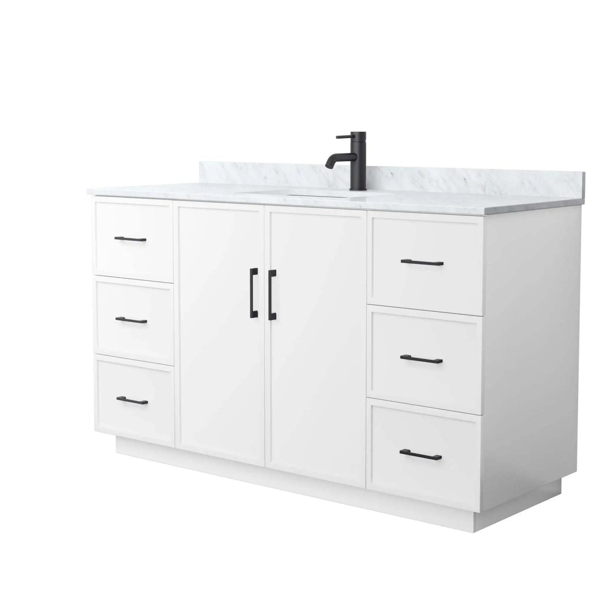 60" Elan TK Elan Single Bathroom Vanity with Toe Kick in White with Matte Black Trim by Wyndham