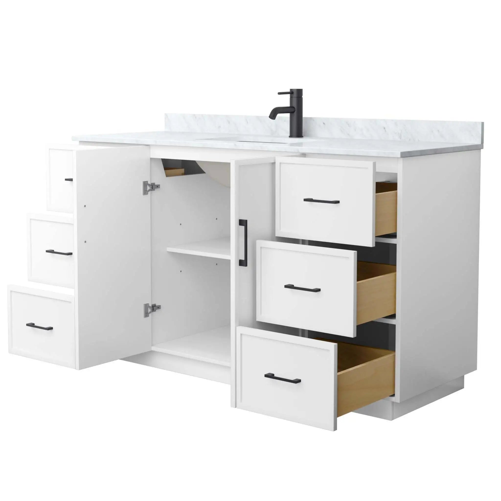 60" Elan TK Elan Single Bathroom Vanity with Toe Kick in White with Matte Black Trim by Wyndham
