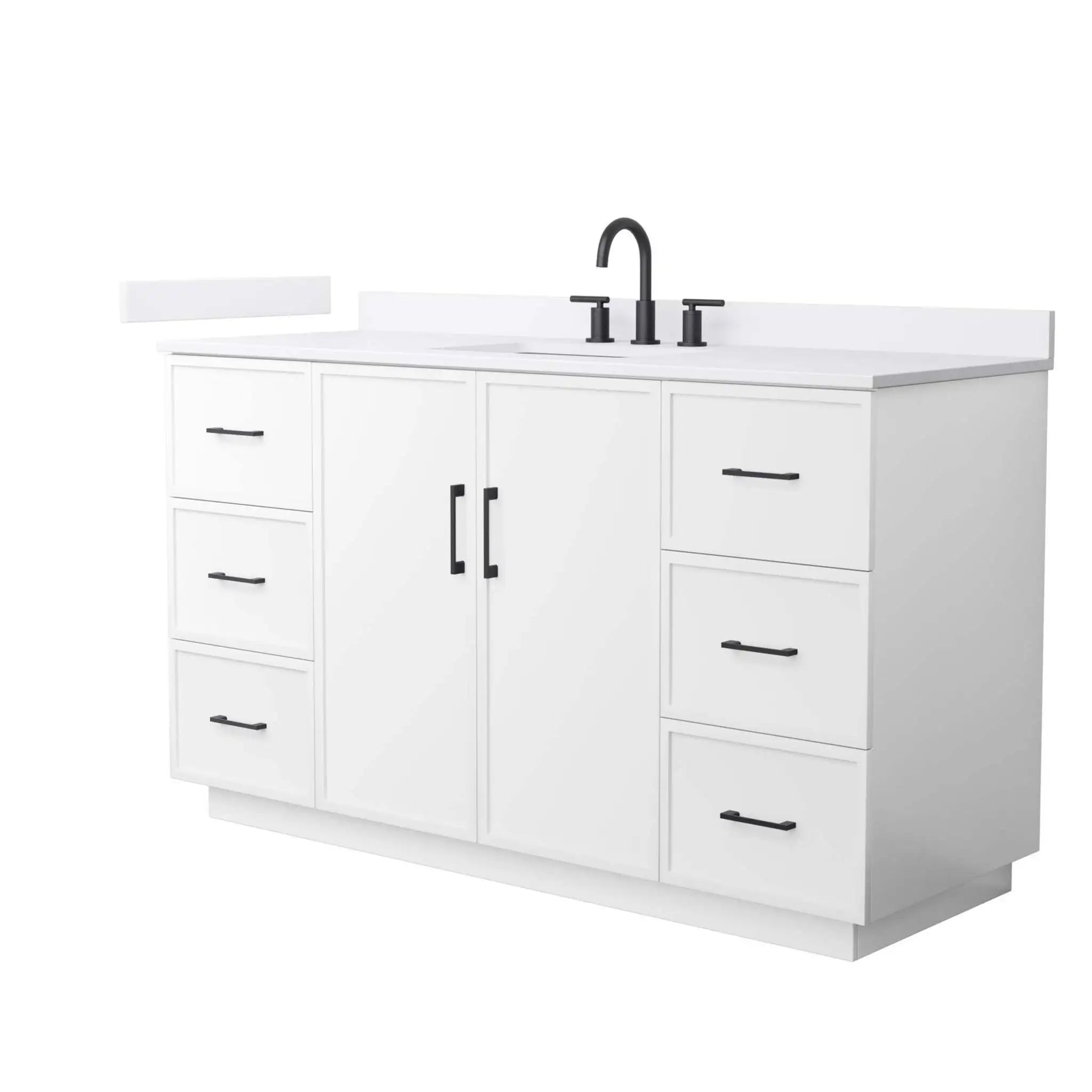 60" Elan TK Elan Single Bathroom Vanity with Toe Kick in White with Matte Black Trim by Wyndham