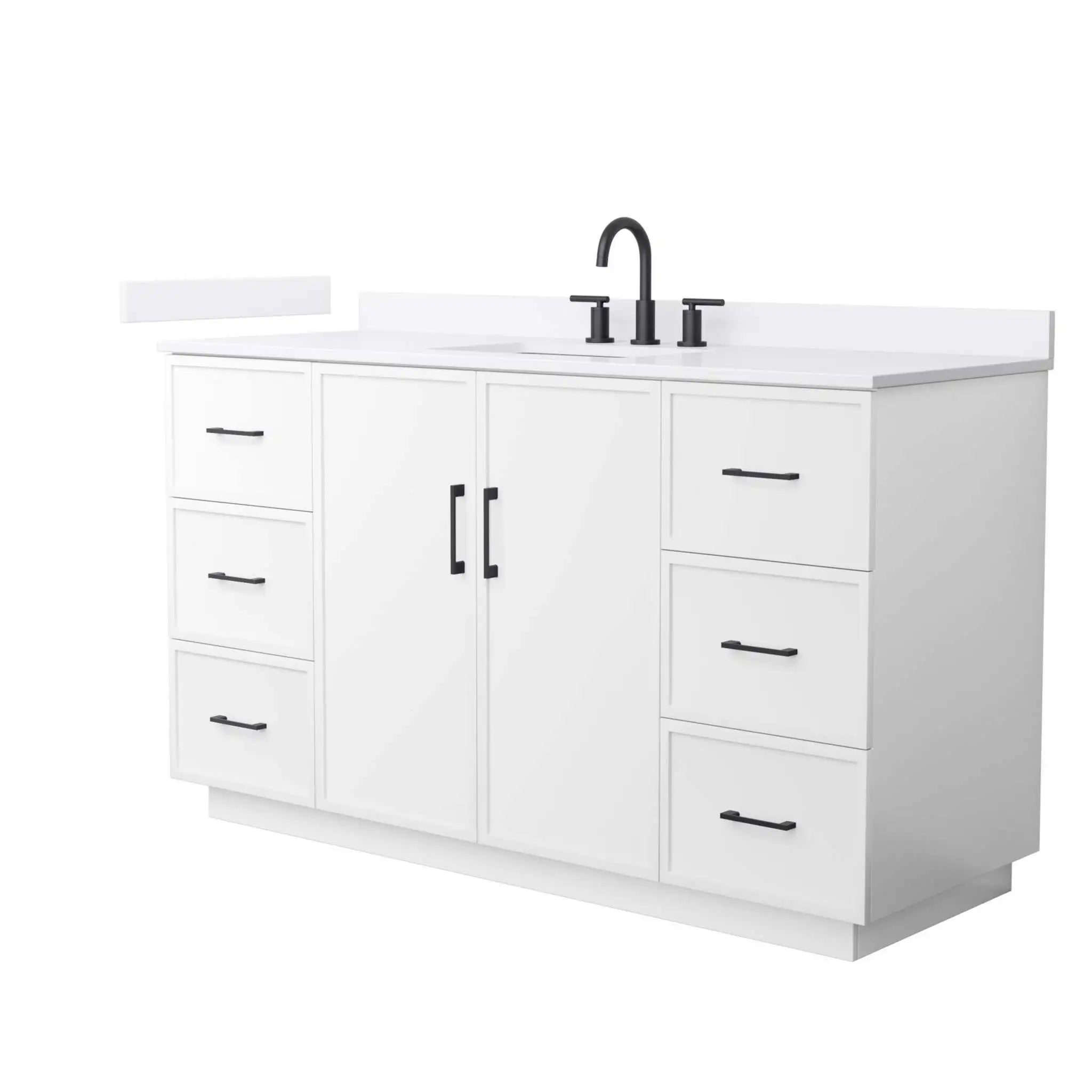 60" Elan TK Elan Single Bathroom Vanity with Toe Kick in White with Matte Black Trim by Wyndham