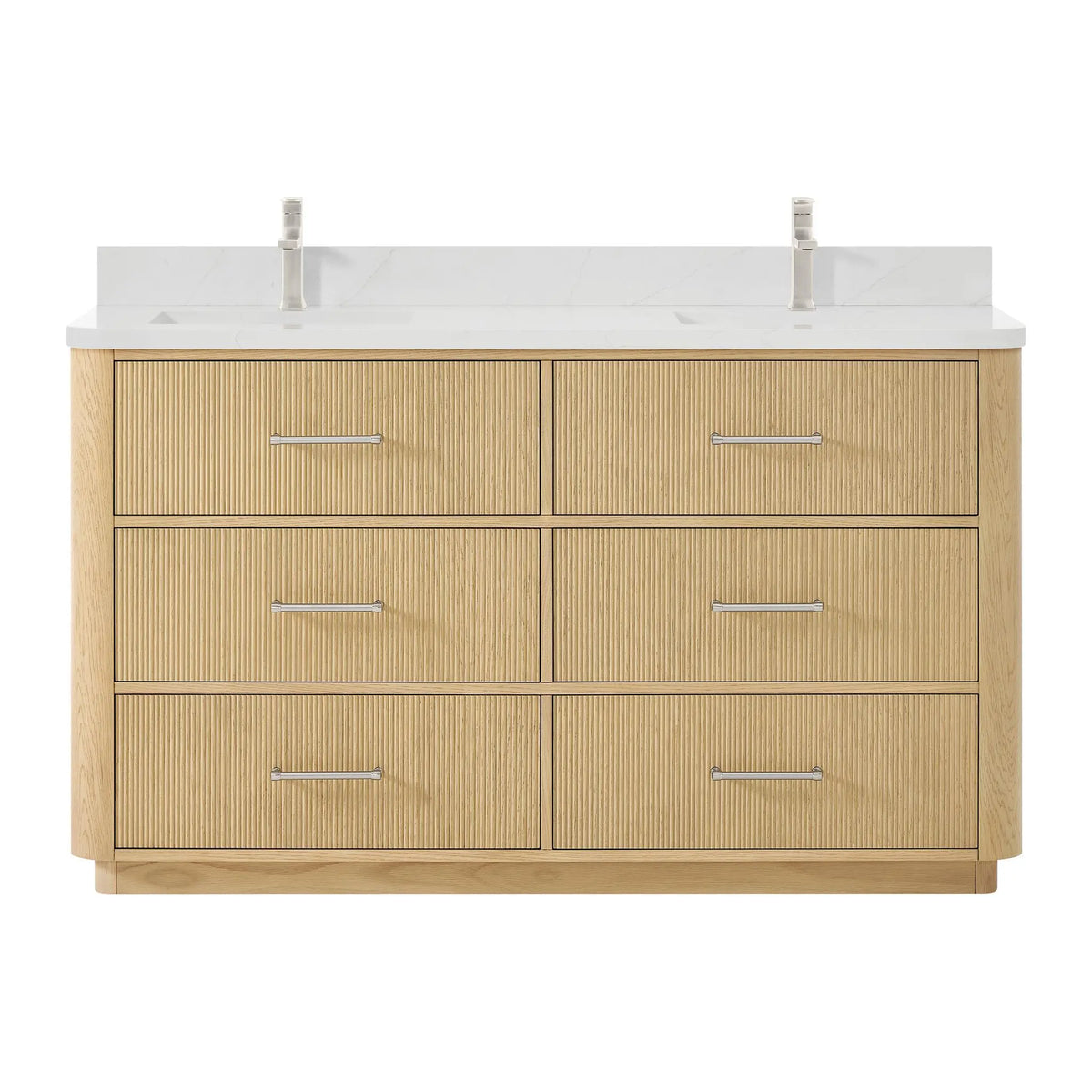 60" Francesca Double Bathroom Vanity Scandinavian Oak Brushed Nickel Trim by wyndham View 1