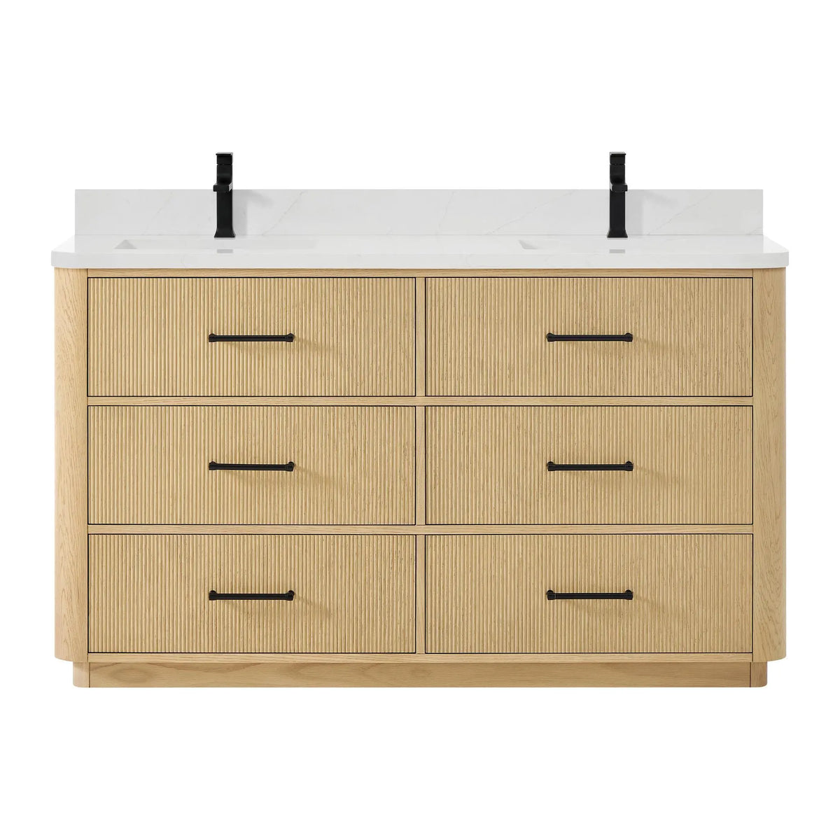 60" Francesca Double Bathroom Vanity Scandinavian Oak Matte Black Trim by wyndham View 1
