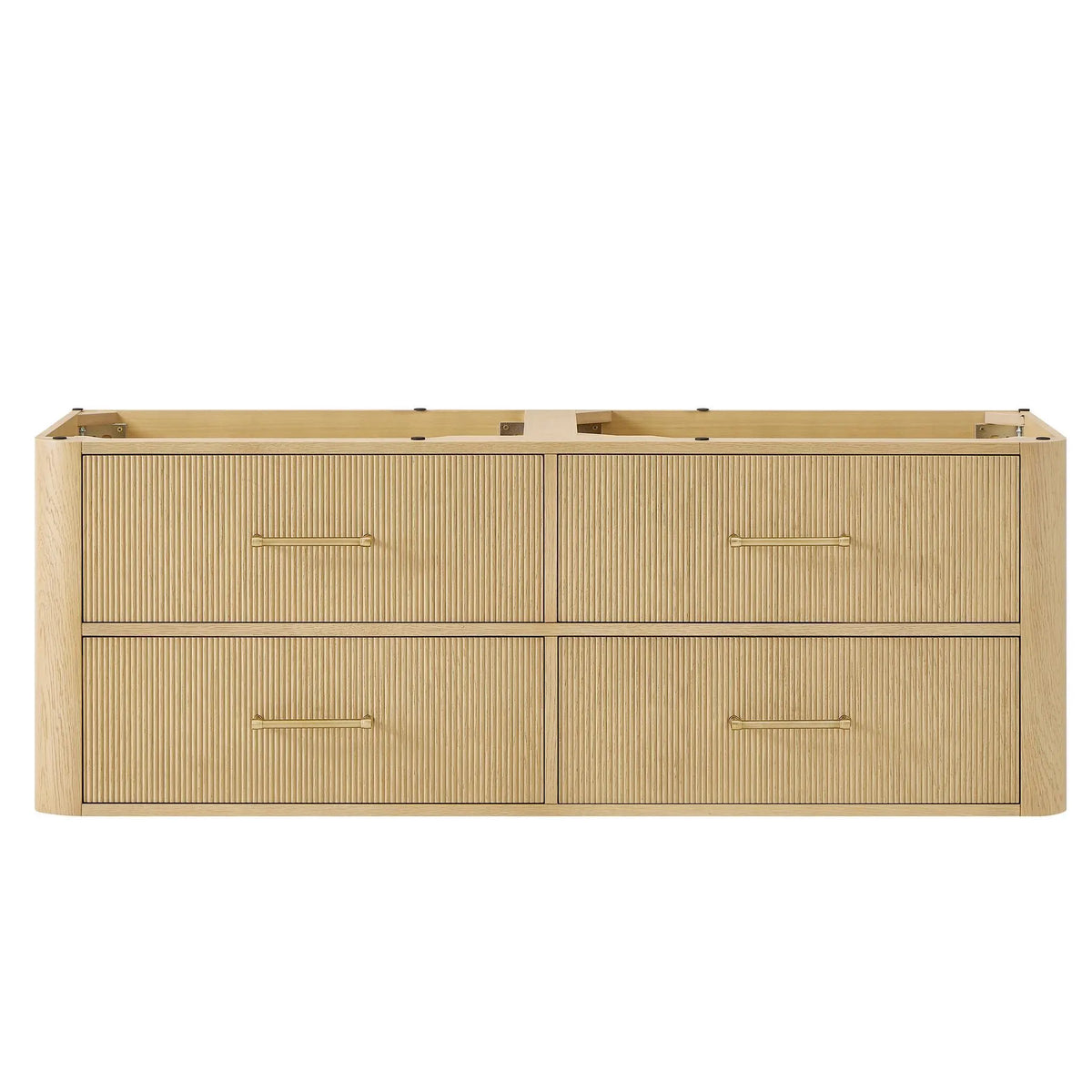 60" Francesca Double Wall Mounted Bathroom Vanity Scandinavian Oak Satin Bronze Trim by wyndham View 21