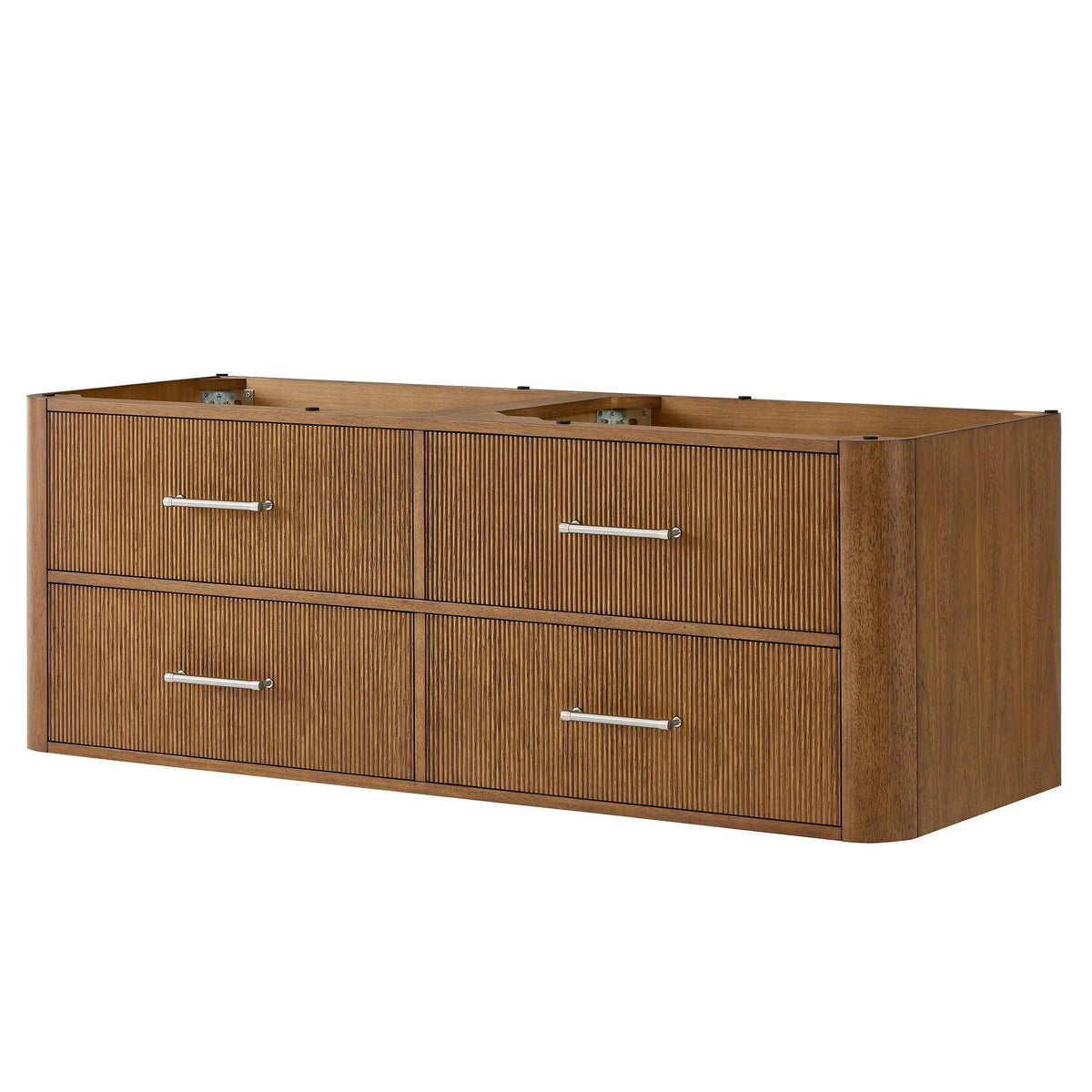60" Francesca Double Wall Mounted Bathroom Vanity Toasted Walnut Brushed Nickel Trim by wyndham View 24
