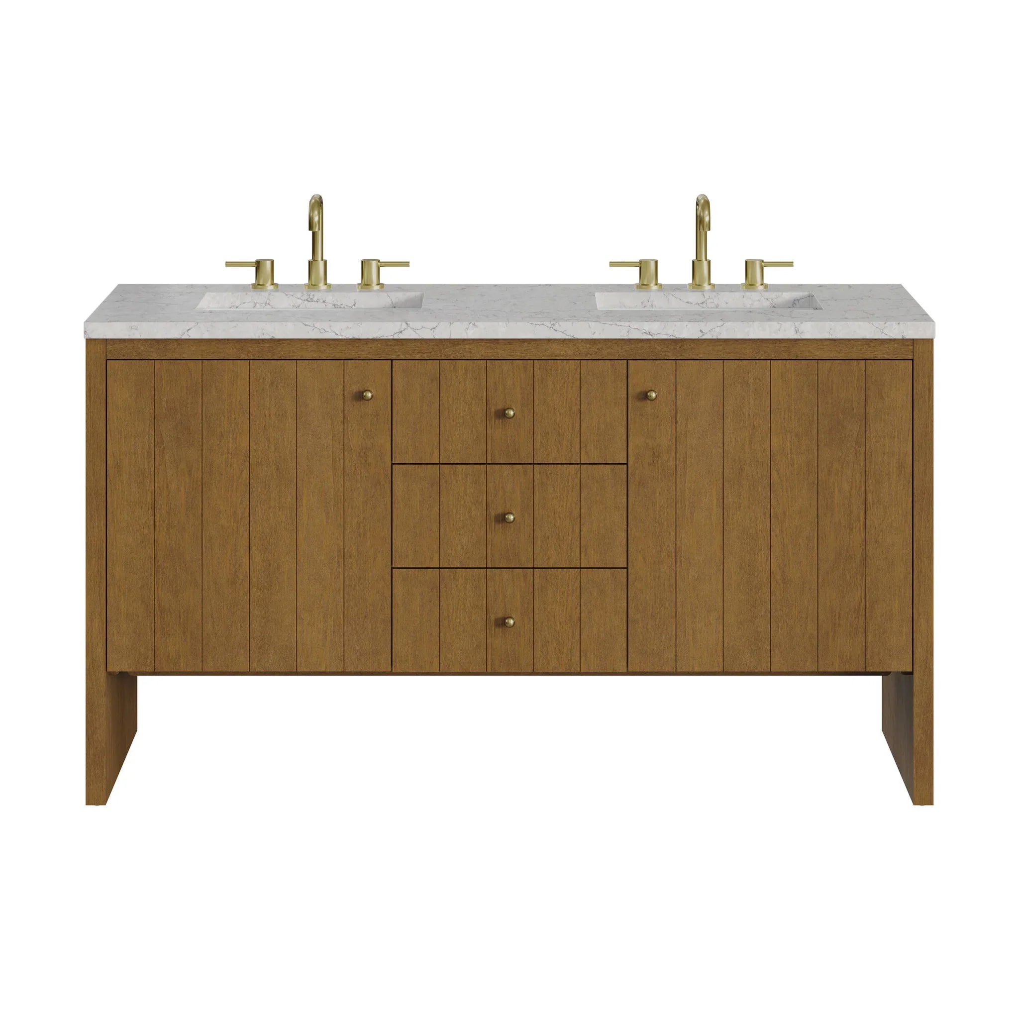60" Hudson Double Vanity in Honey Oak by James Martin Vanities - AURA Modern Home
