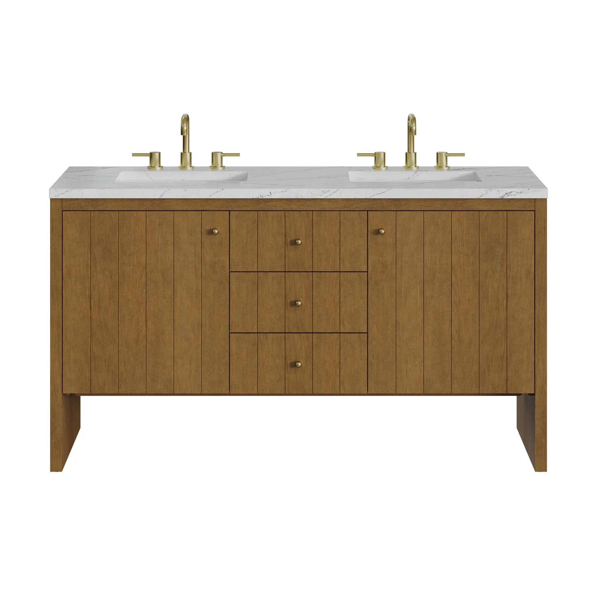 60" Hudson Double Vanity in Honey Oak by James Martin Vanities - AURA Modern Home