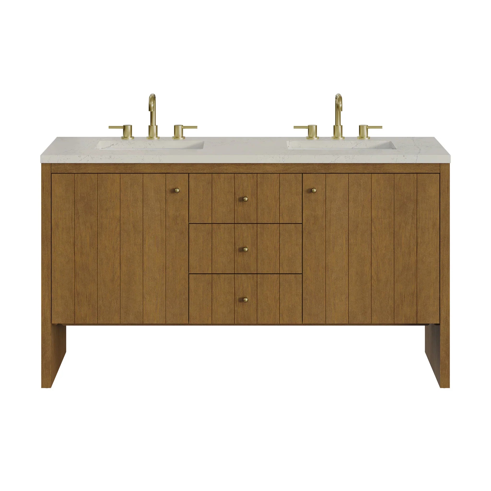 60" Hudson Double Vanity in Honey Oak by James Martin Vanities - AURA Modern Home