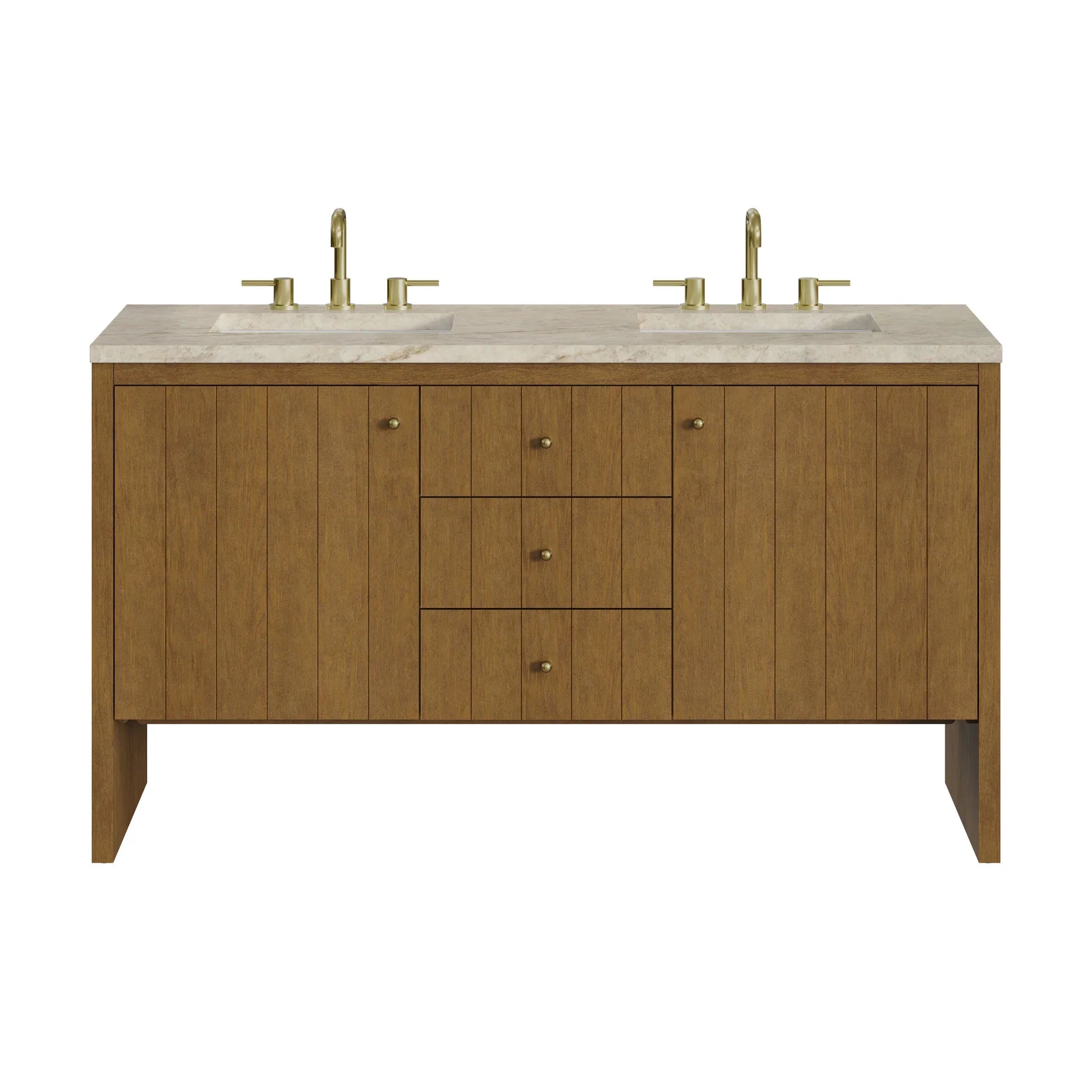 60" Hudson Double Vanity in Honey Oak by James Martin Vanities - AURA Modern Home