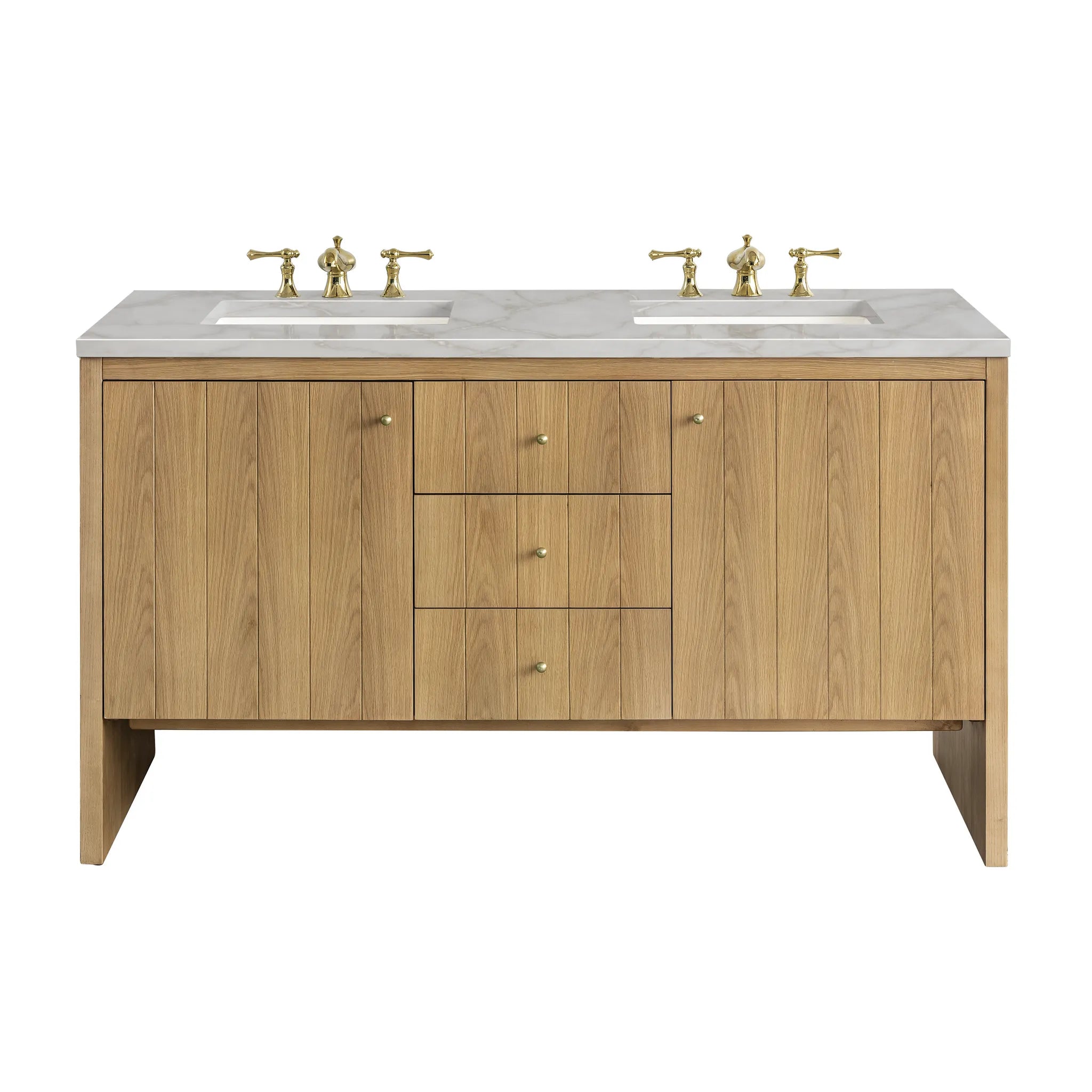60" Hudson Double Vanity in Light Natural Oak by James Martin Vanities - AURA Modern Home