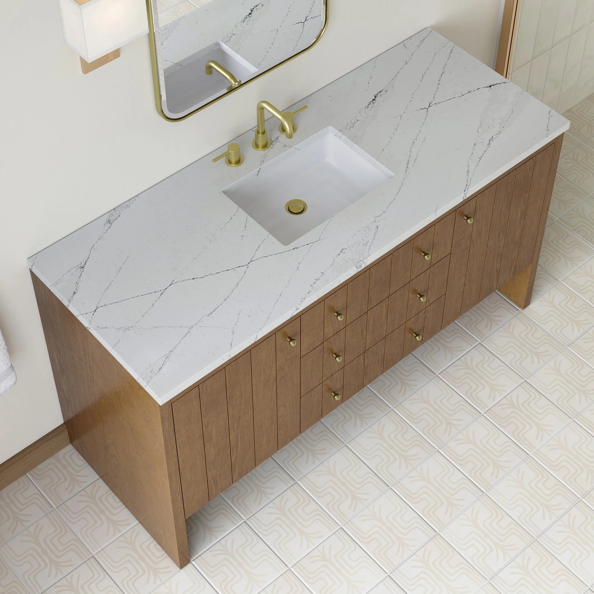 60" Hudson Single Vanity in Honey Oak by James Martin Vanities-Ethereal Noctis Silestone 6