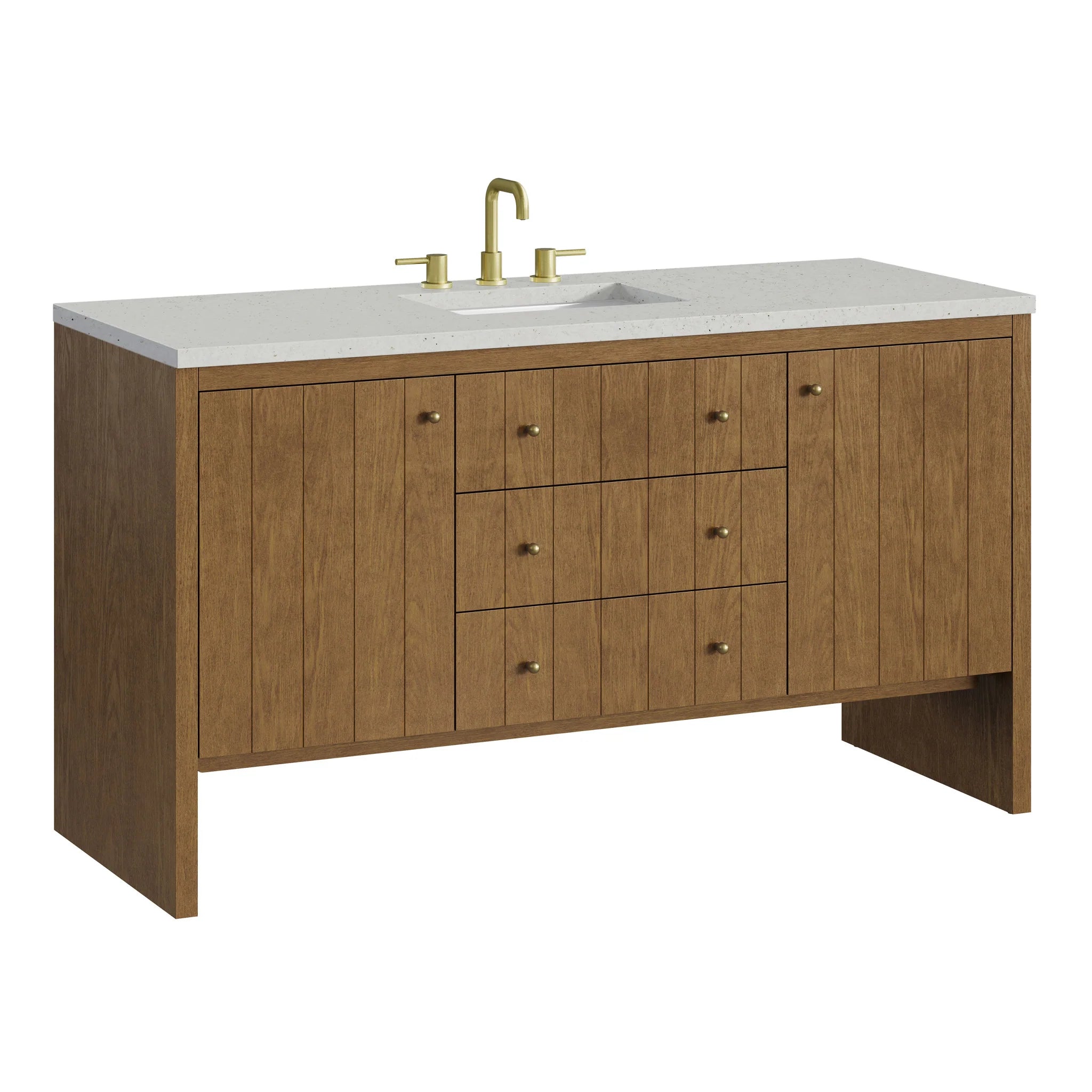 60" Hudson Single Vanity in Honey Oak by James Martin Vanities-Lime Delight Silestone 10