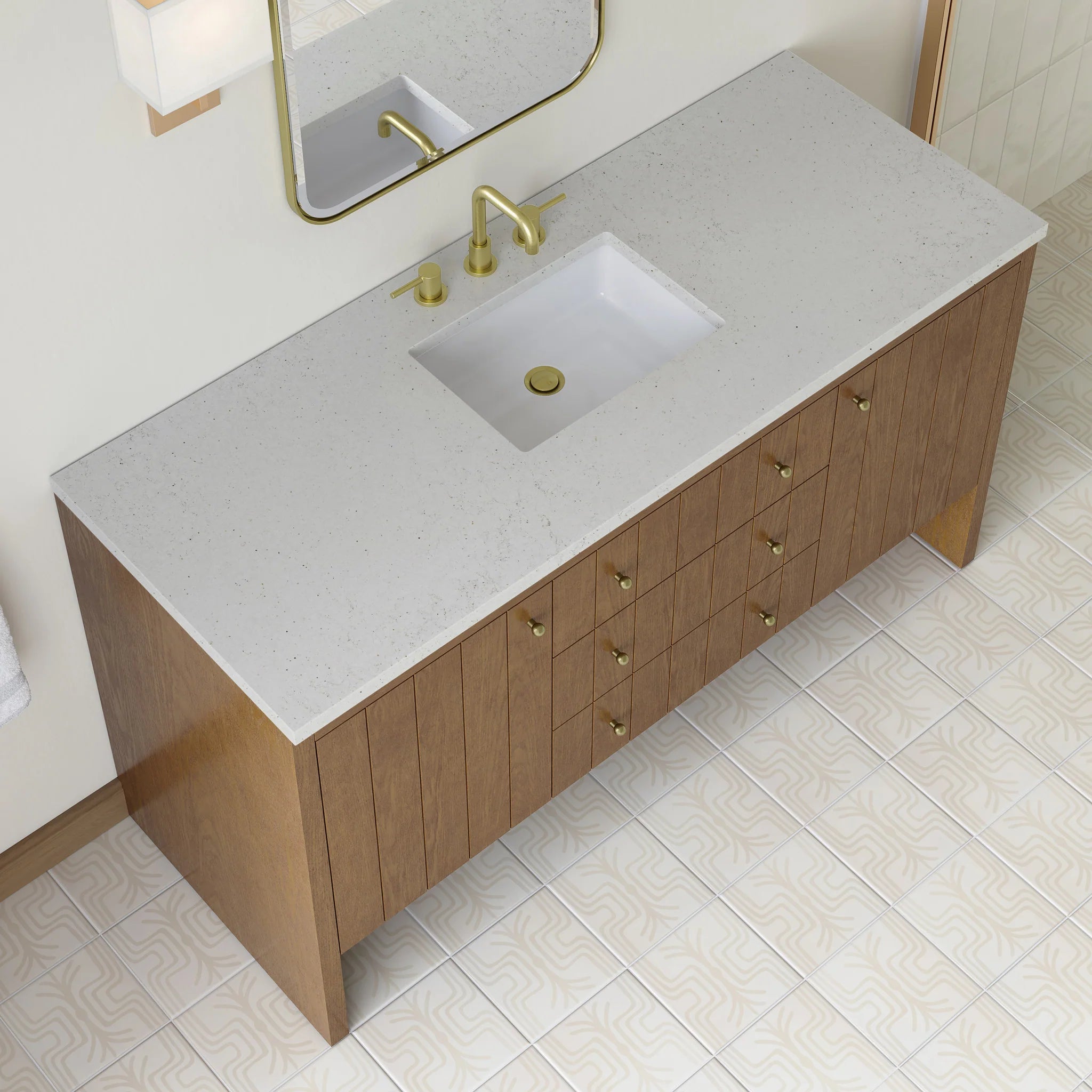 60" Hudson Single Vanity in Honey Oak by James Martin Vanities-Lime Delight Silestone 6