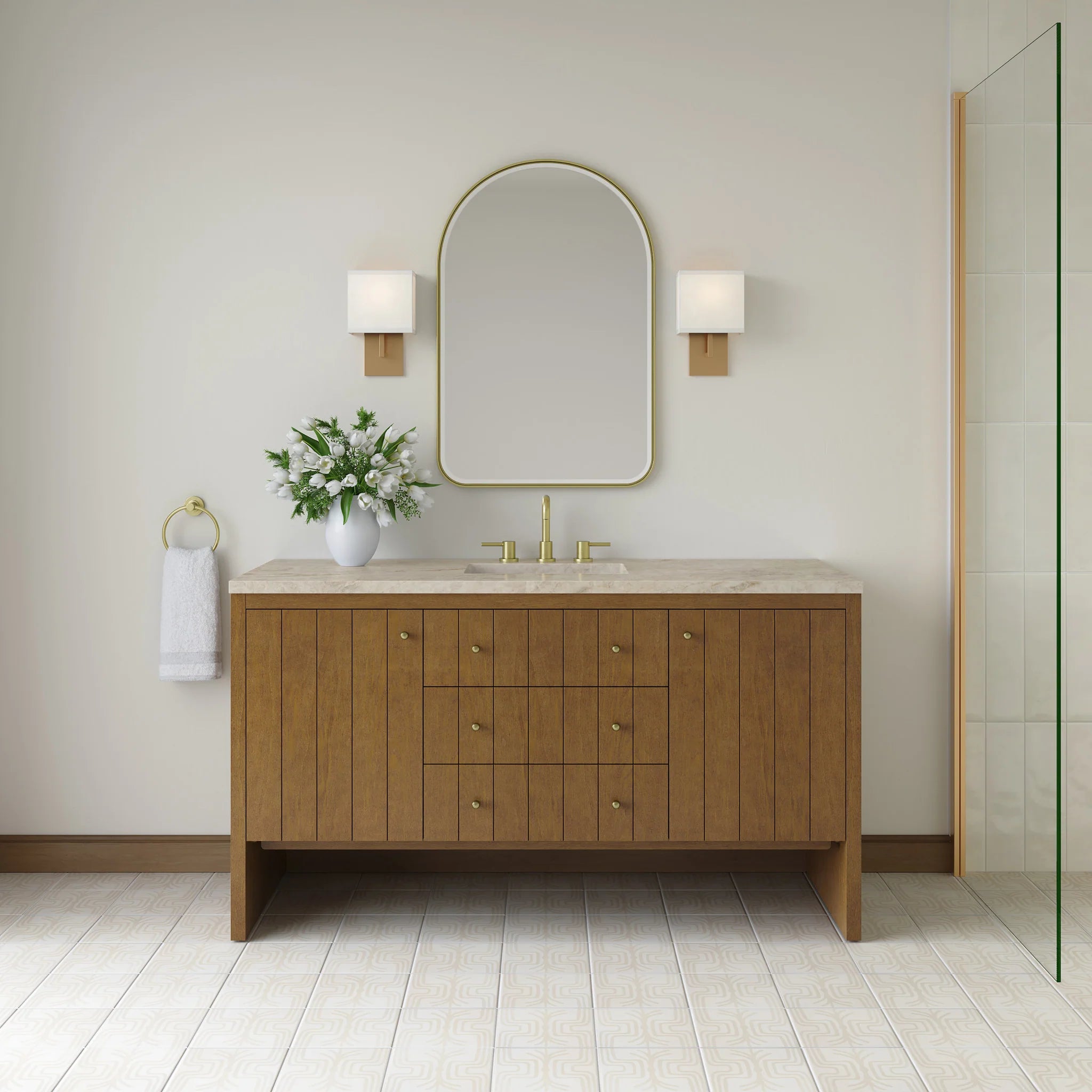 60" Hudson Single Vanity in Honey Oak w/FreePower Wireless Charger by James Martin Vanities-Tajnar Eclos 1