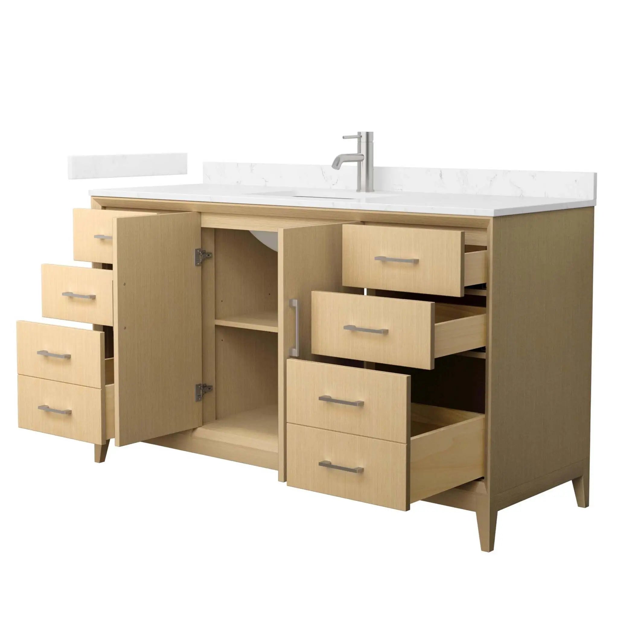 60" Janna Single Bathroom Vanity in White Oak with Brushed Nickel Trim by Wyndham