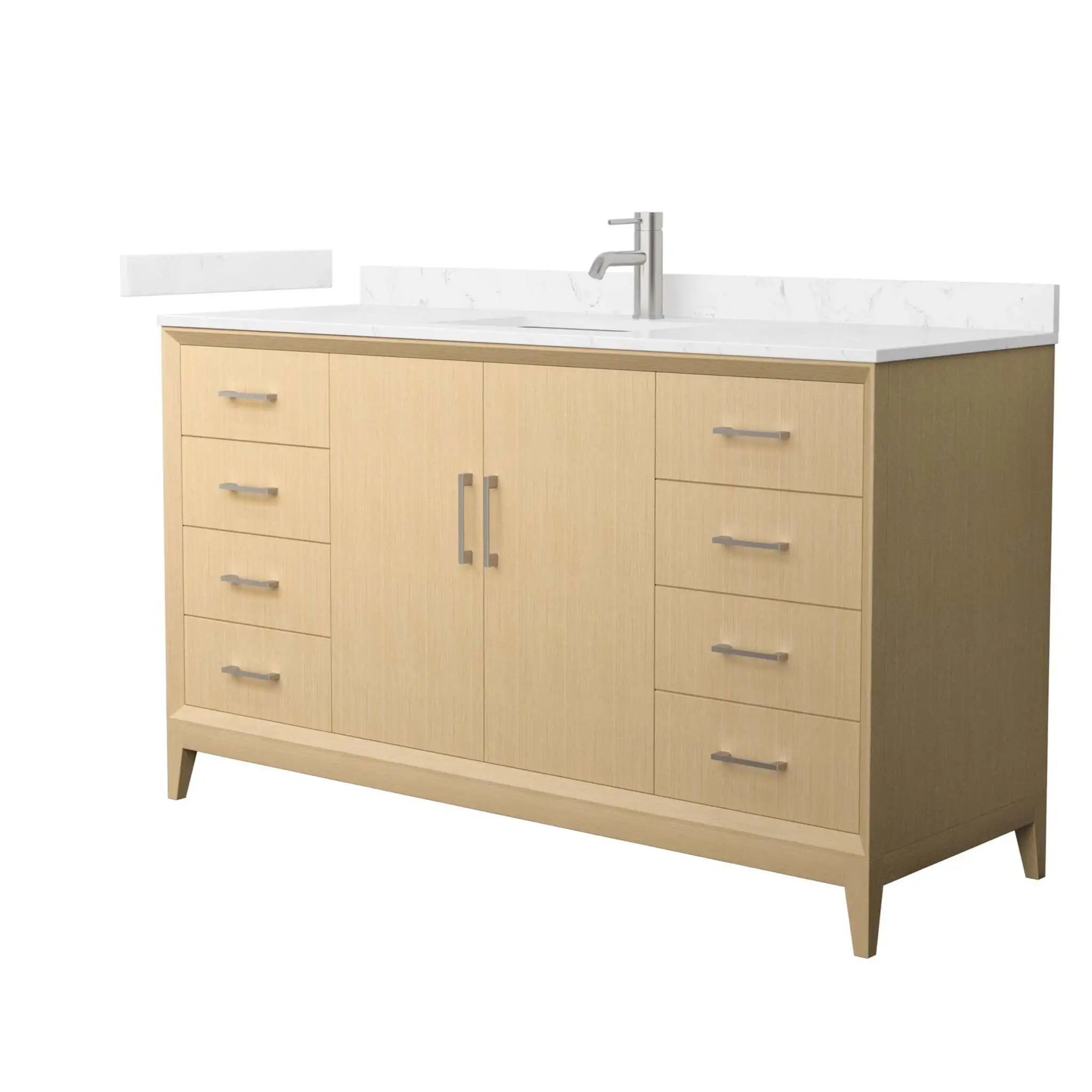60" Janna Single Bathroom Vanity in White Oak with Brushed Nickel Trim by Wyndham