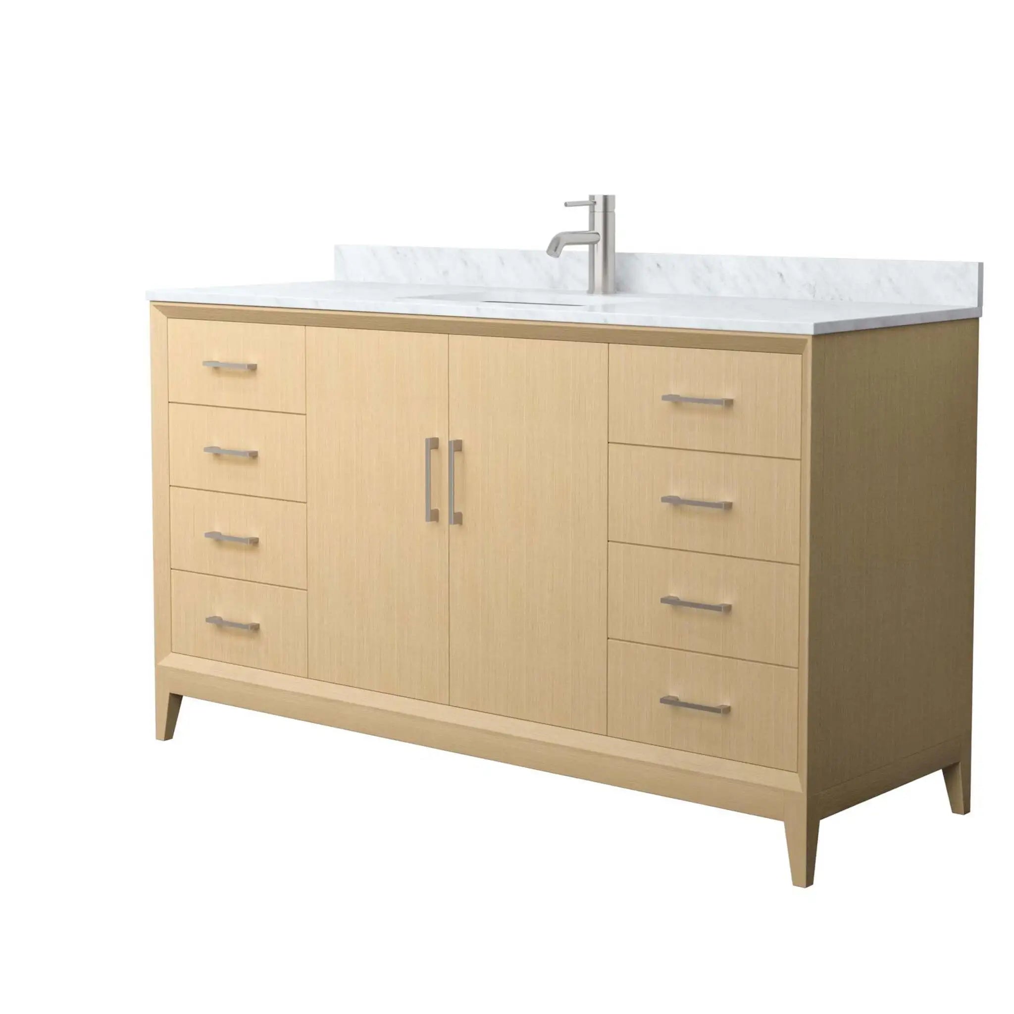 60" Janna Single Bathroom Vanity in White Oak with Brushed Nickel Trim by Wyndham