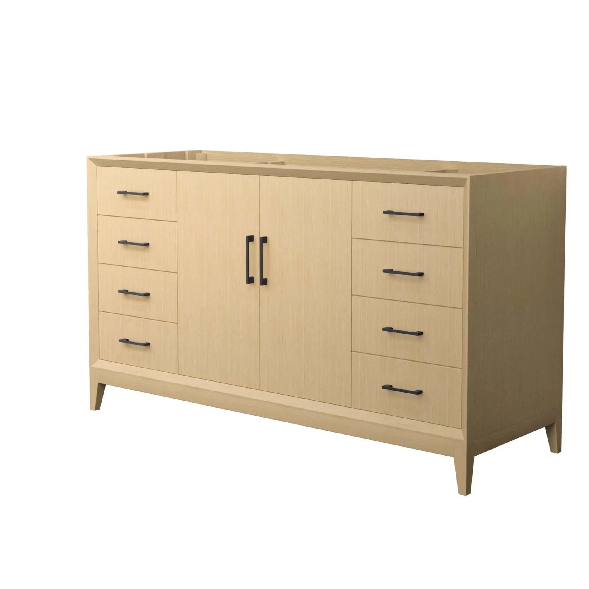 60" Janna Single Bathroom Vanity in White Oak with Matte Black Trim by Wyndham