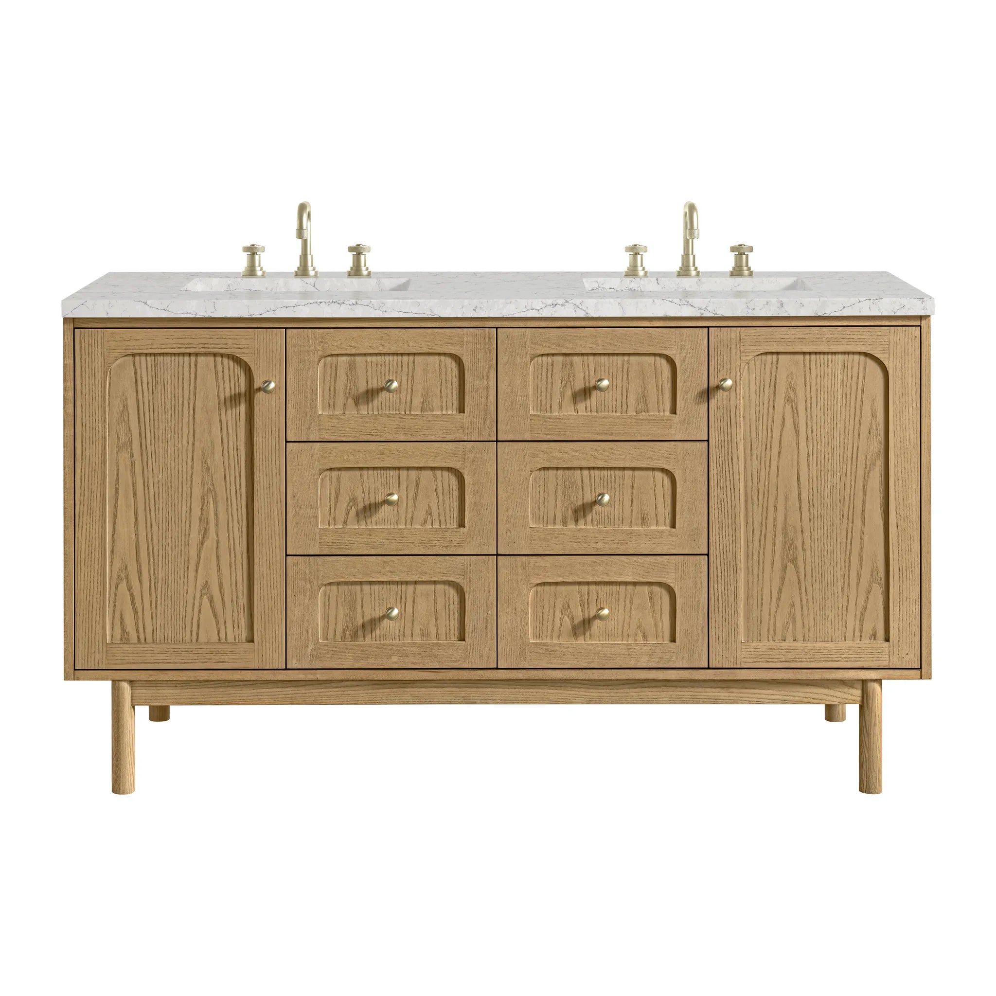 60" Laurent Double Vanity in Light Natural Oak by James Martin Vanities