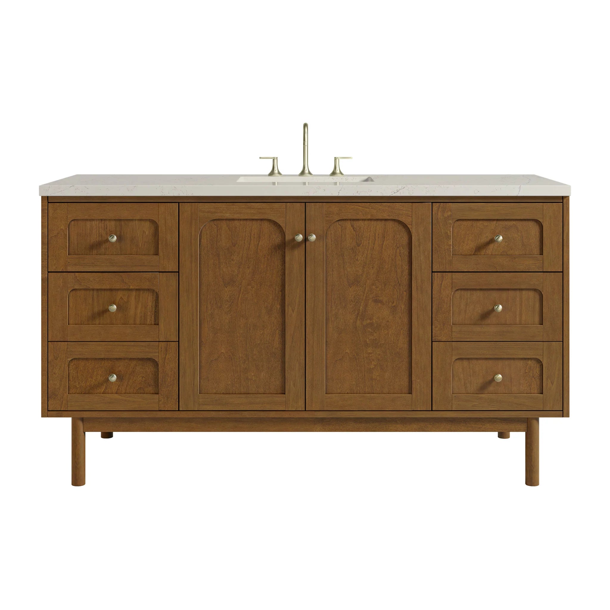 60" Laurent Single Vanity in Honey Oak w/FreePower Wireless Charger by James Martin Vanities-Siberian Silestone