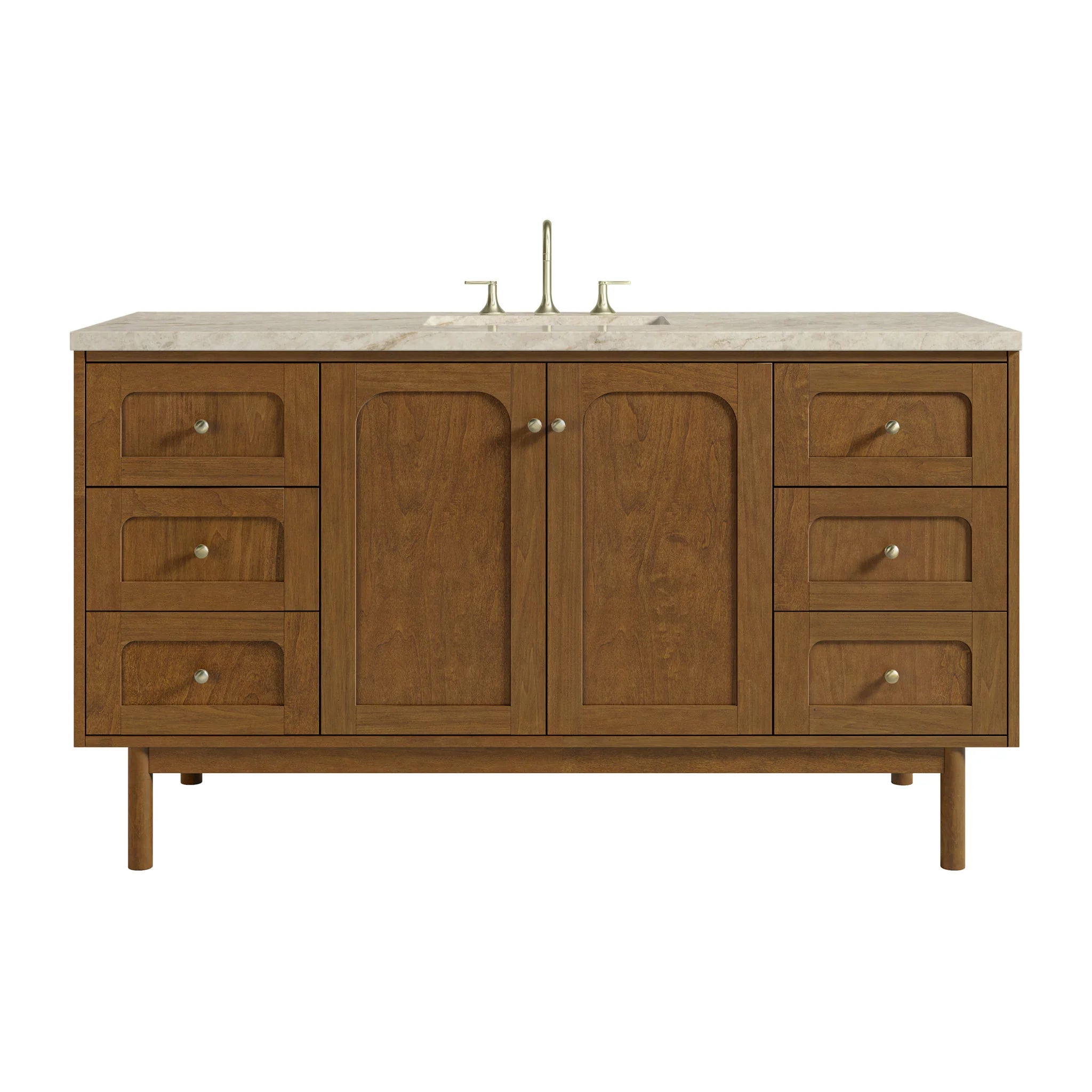 60" Laurent Single Vanity in Honey Oak w/FreePower Wireless Charger by James Martin Vanities-Tajnar Eclos