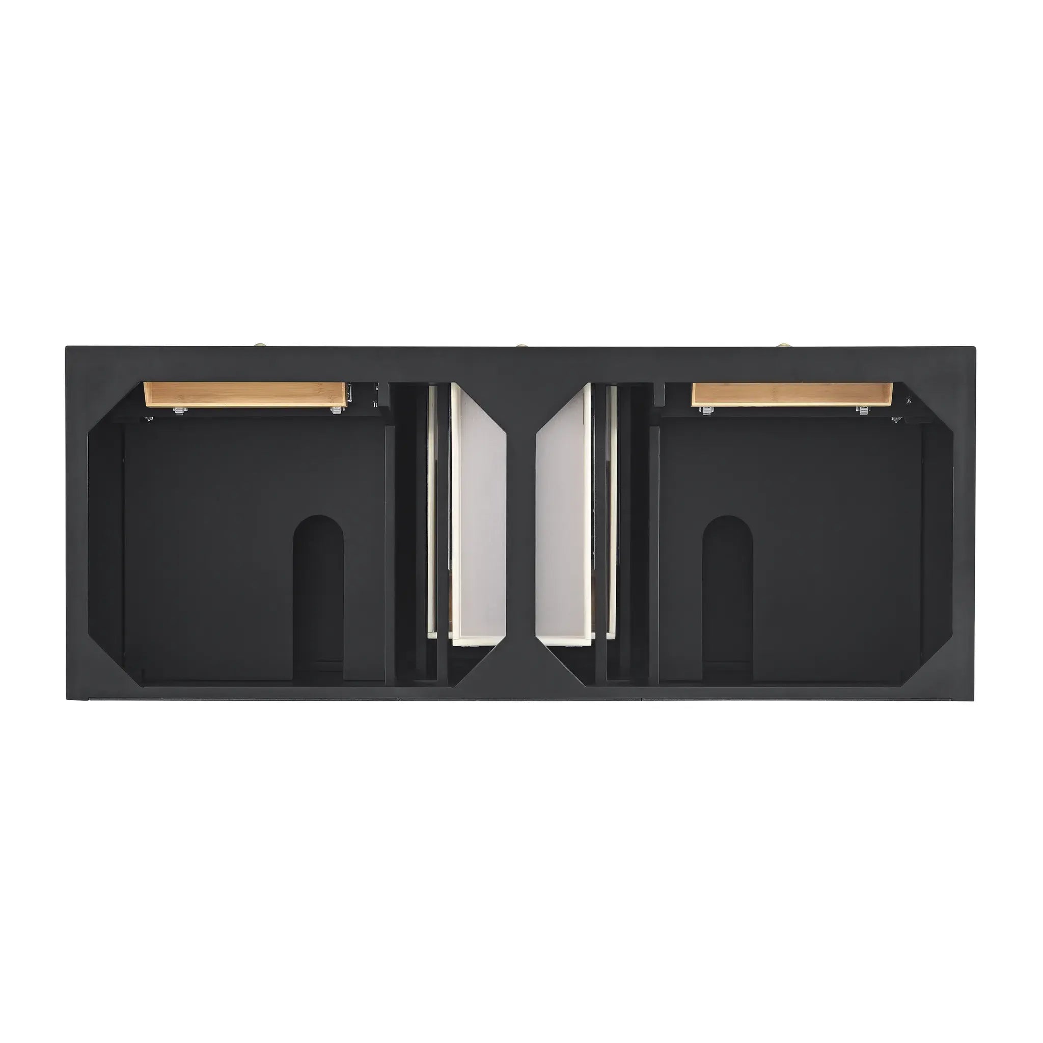 60" Lorelai Double Vanity in Black Onyx-Ethereal Noctis Silestone-8" Widespread image 5