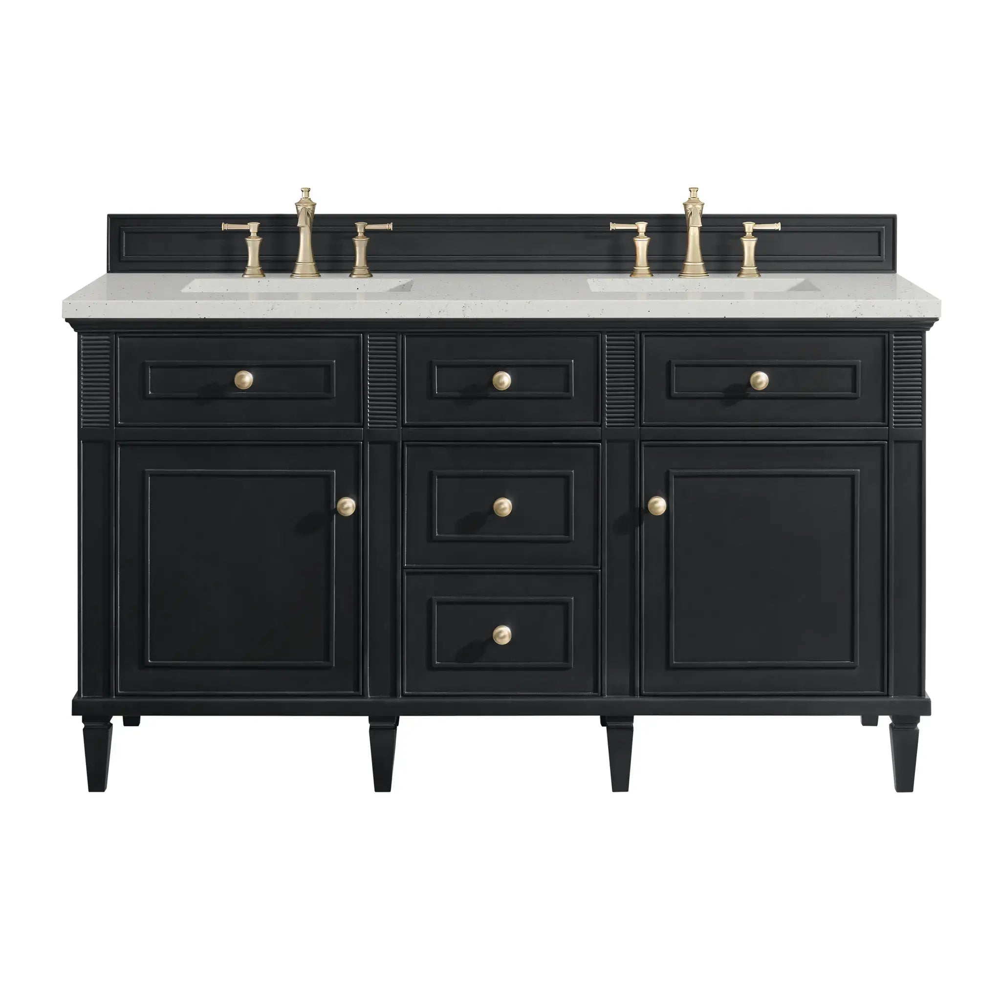60" Lorelai Double Vanity in Black Onyx-Lime Delight Silestone-8" Widespread image
