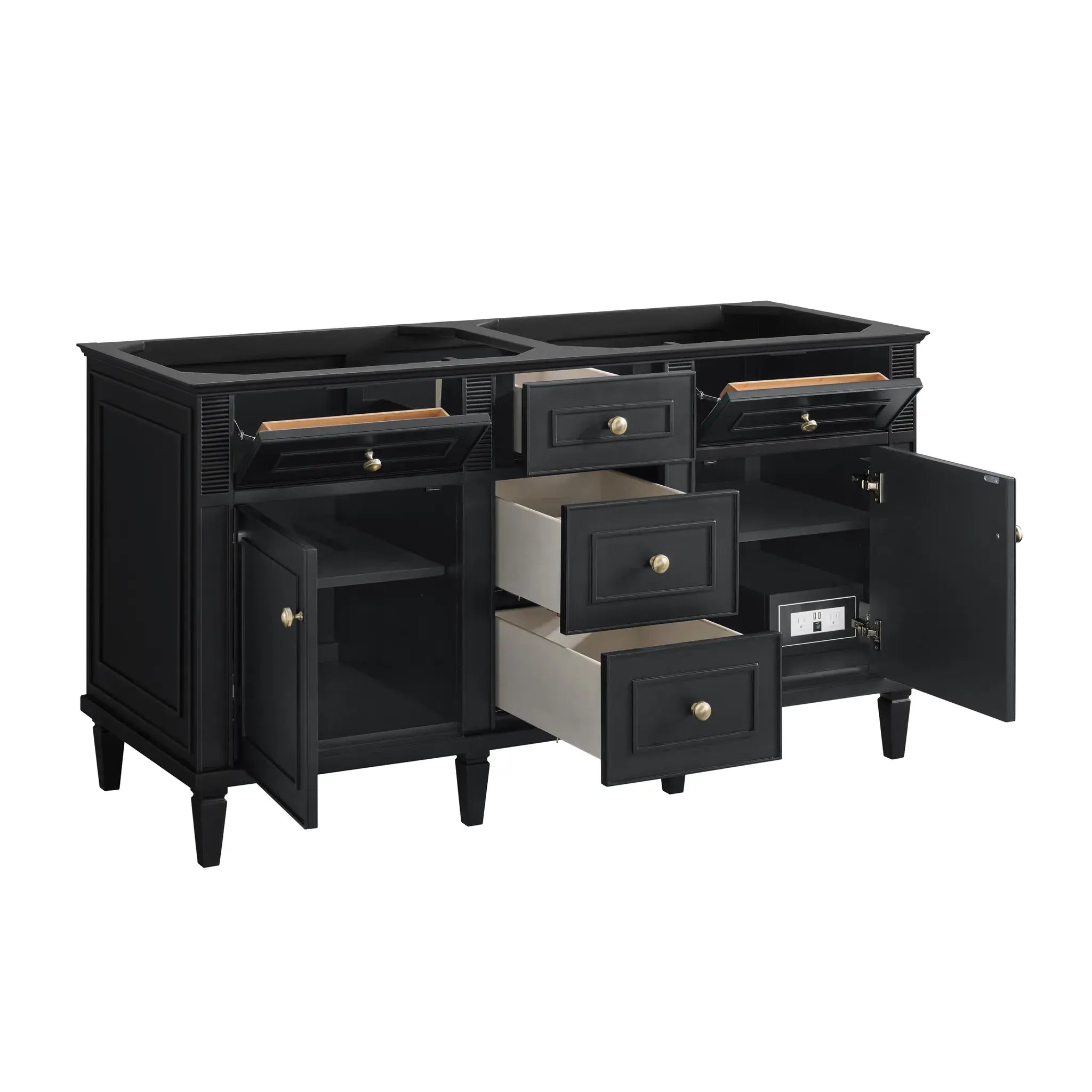 60" Lorelai Double Vanity in Black Onyx-White Zeus Silestone-8" Widespread image 9