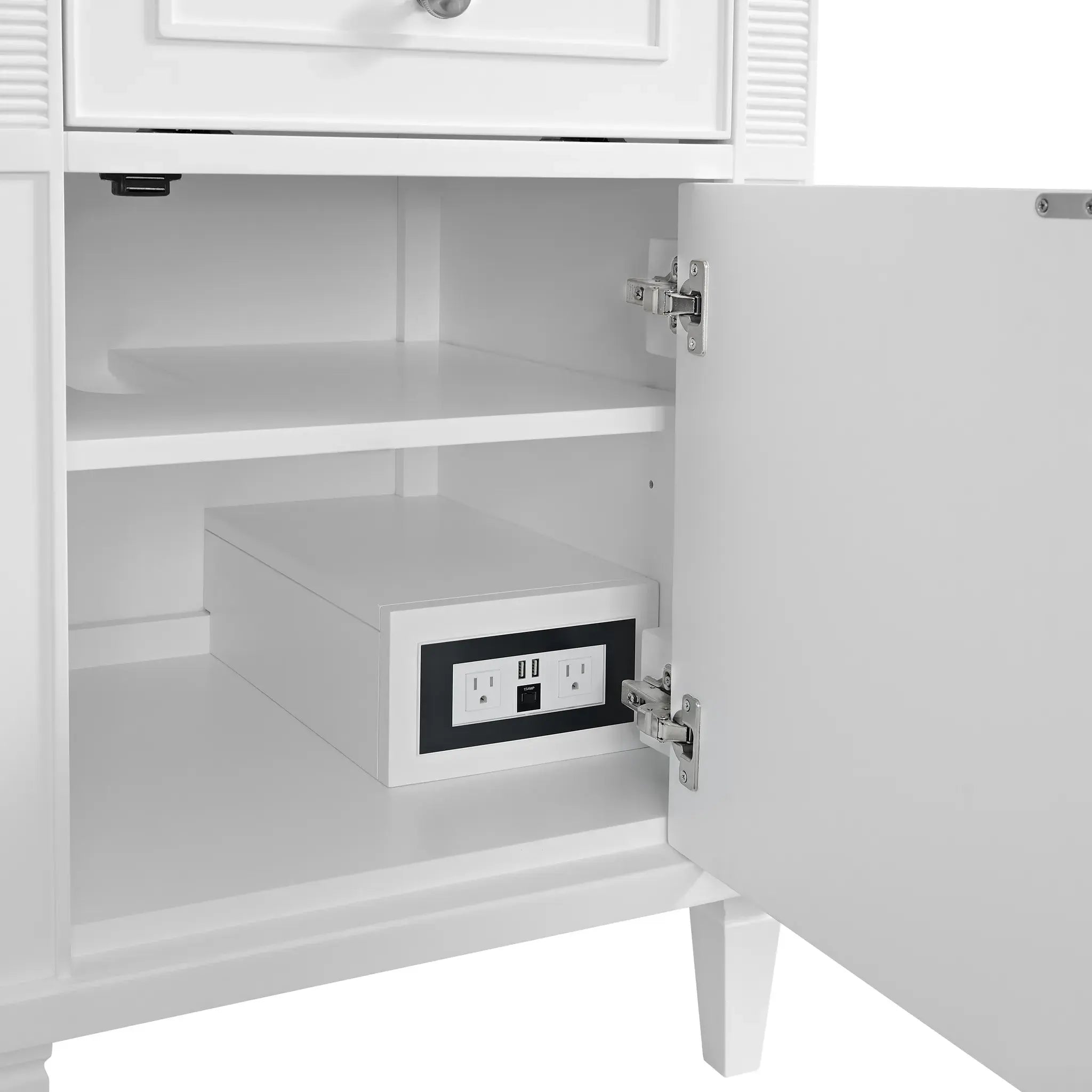 60" Lorelai Double Vanity in Bright White-Victorian Silver Silestone-8" Widespread image 12