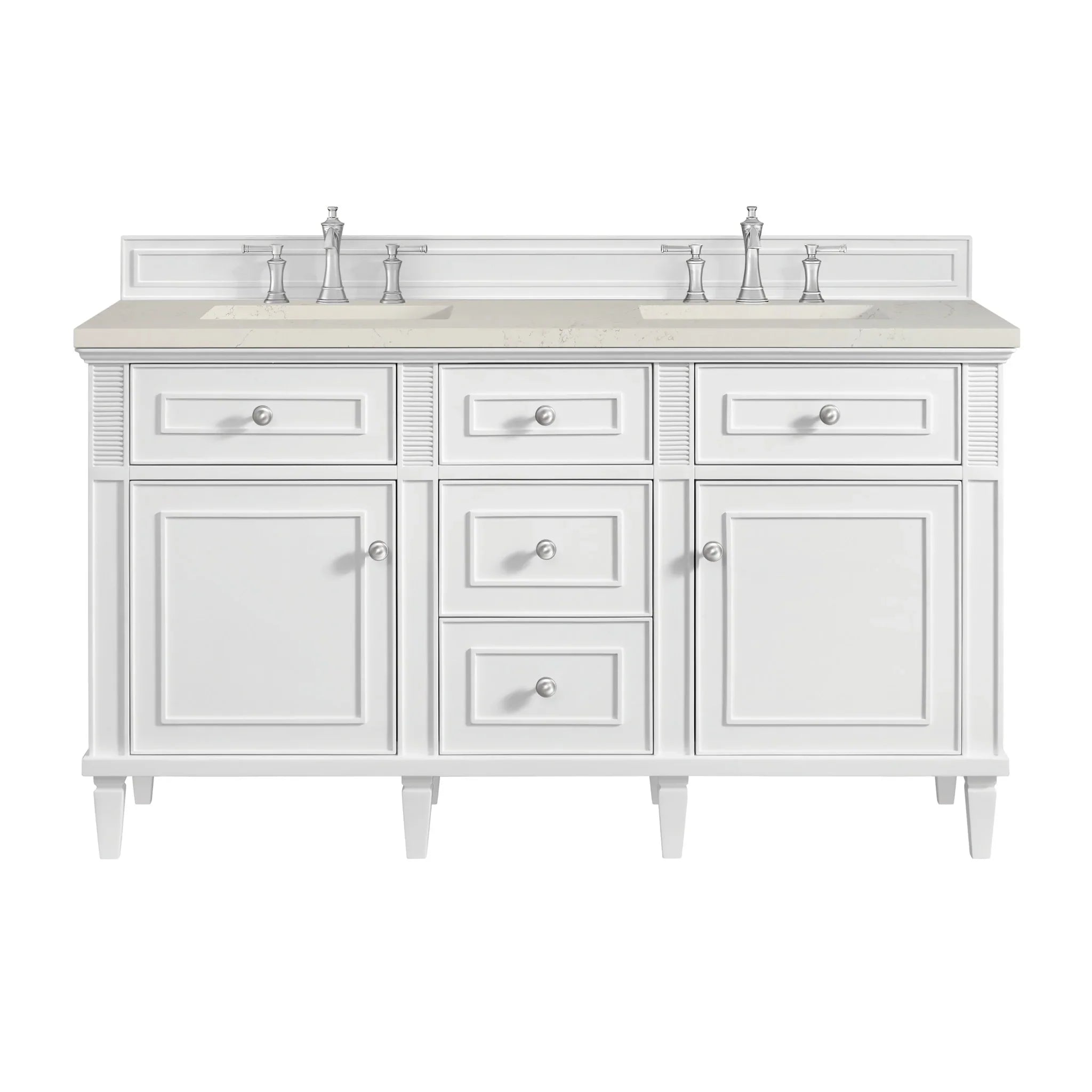 60" Lorelai Double Vanity in Bright White by James Martin Vanities - AURA Modern Home