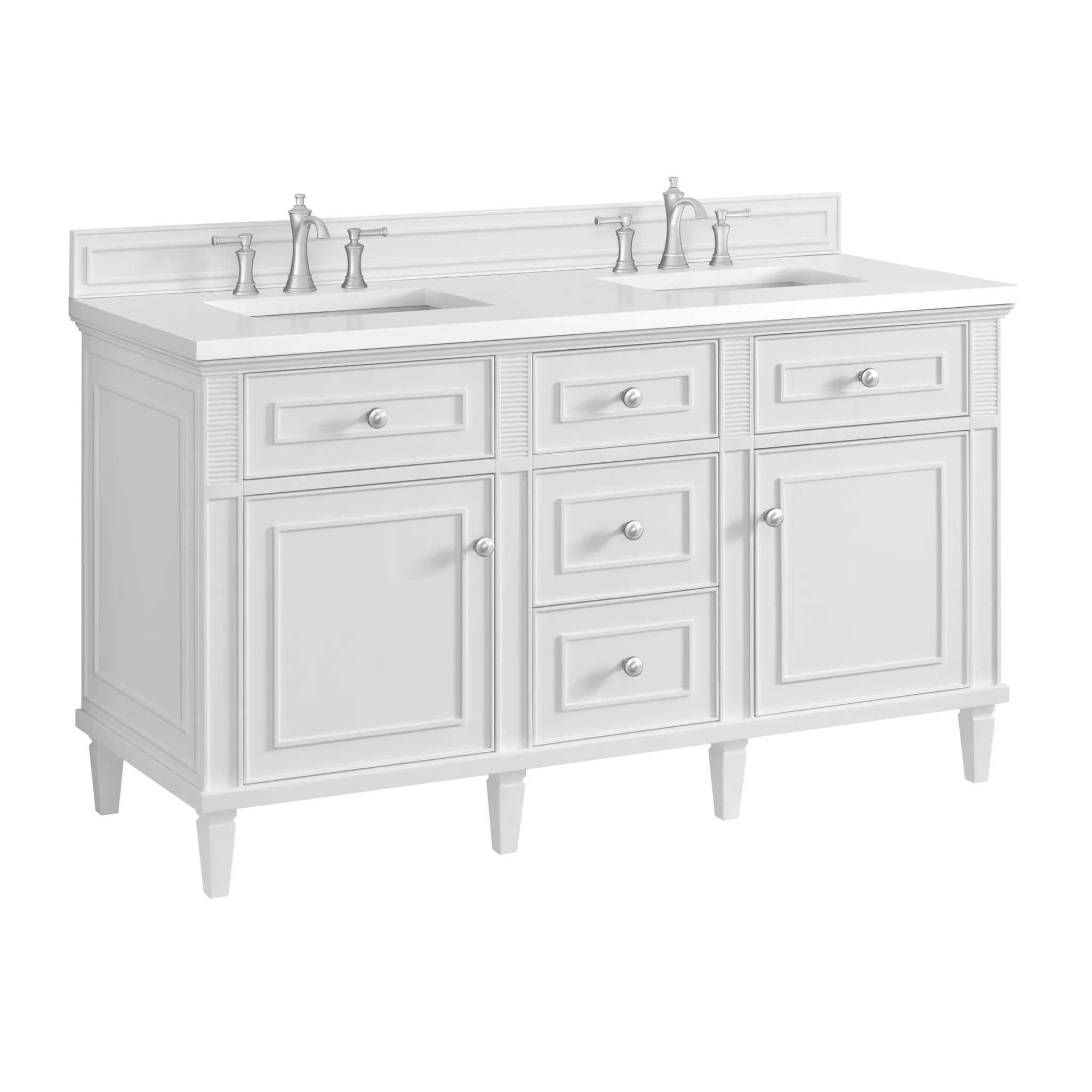 60" Lorelai Double Vanity in Bright White w/FreePower Wireless Charger-Cabinet Only-Not Available image 3