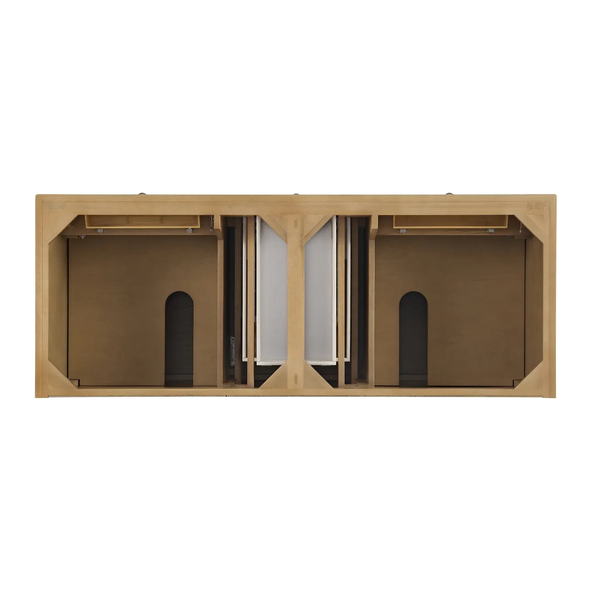 60" Lorelai Double Vanity in Light Natural Oak-White Zeus Silestone-8" Widespread image 5