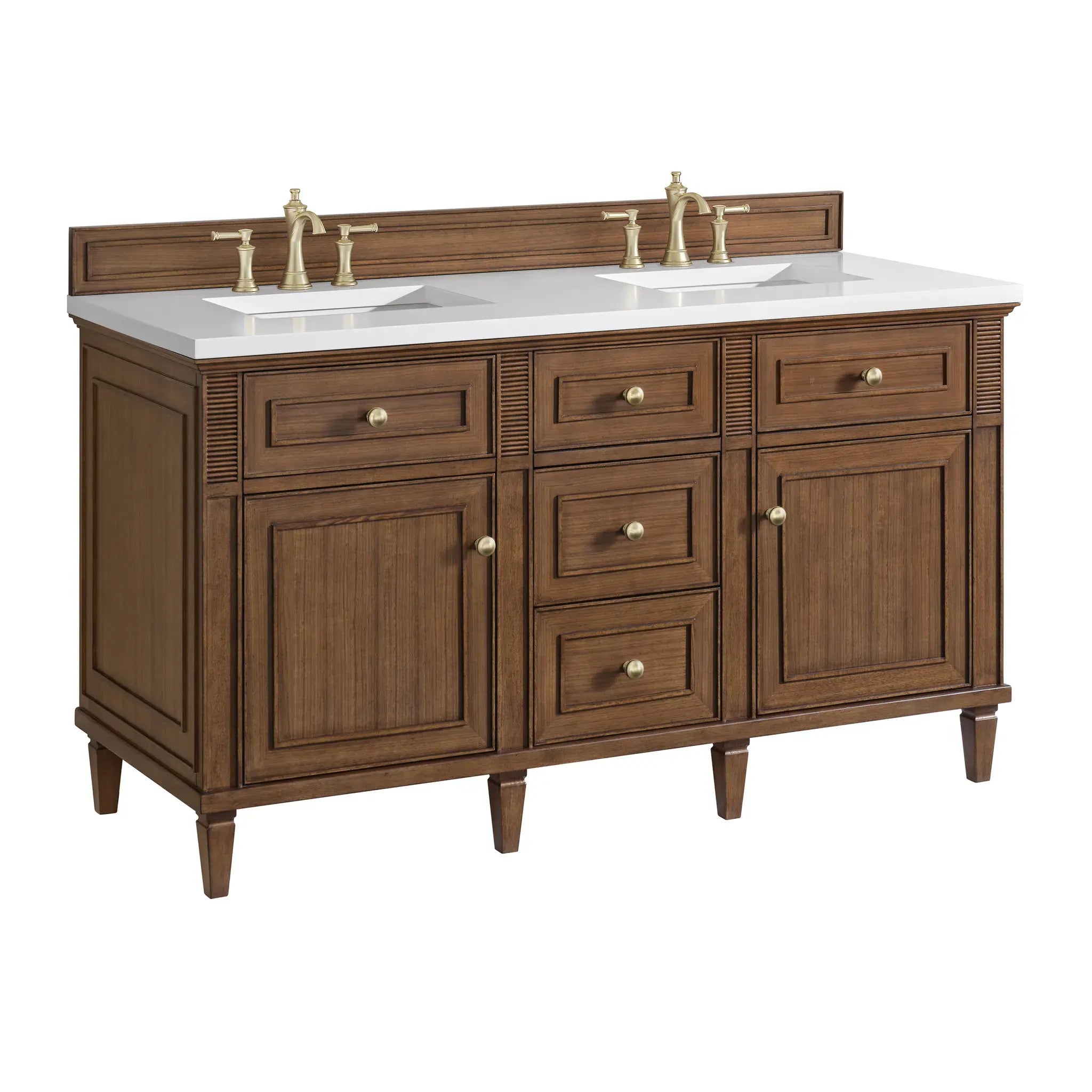 60" Lorelai Double Vanity in Mid-Century Walnut-Cabinet Only-Not Available image 4
