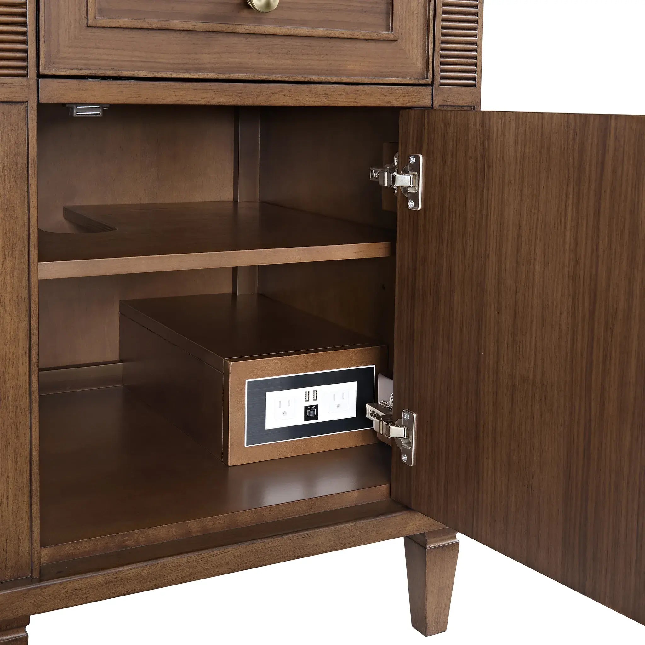 60" Lorelai Double Vanity in Mid-Century Walnut-White Zeus Silestone-8" Widespread image 12