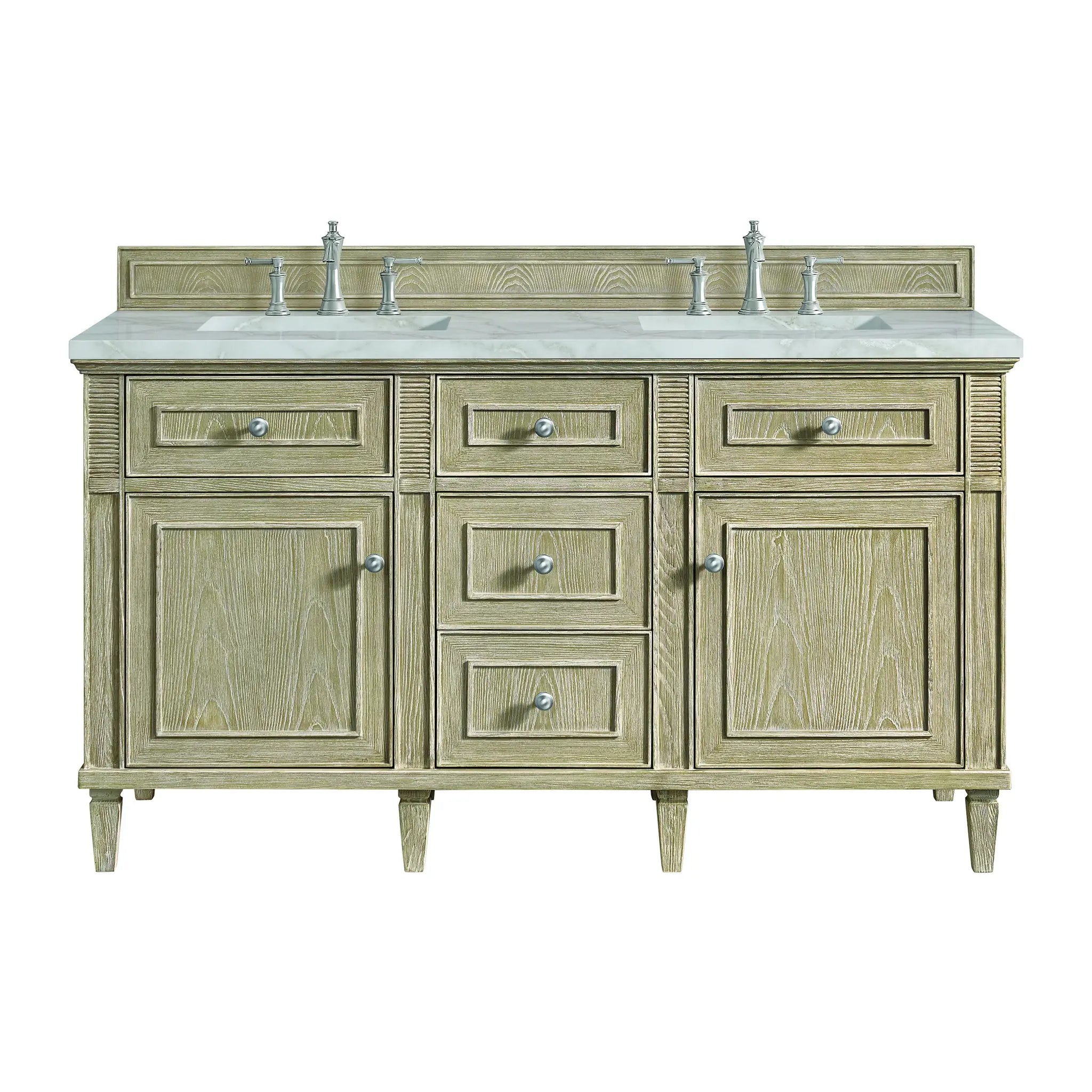 60" Lorelai Double Vanity in Whitewashed Oak by James Martin Vanities