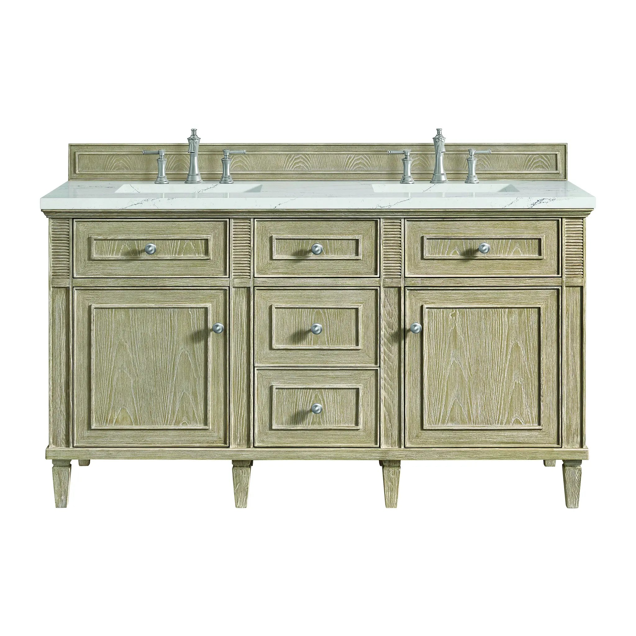 60" Lorelai Double Vanity in Whitewashed Oak by James Martin Vanities