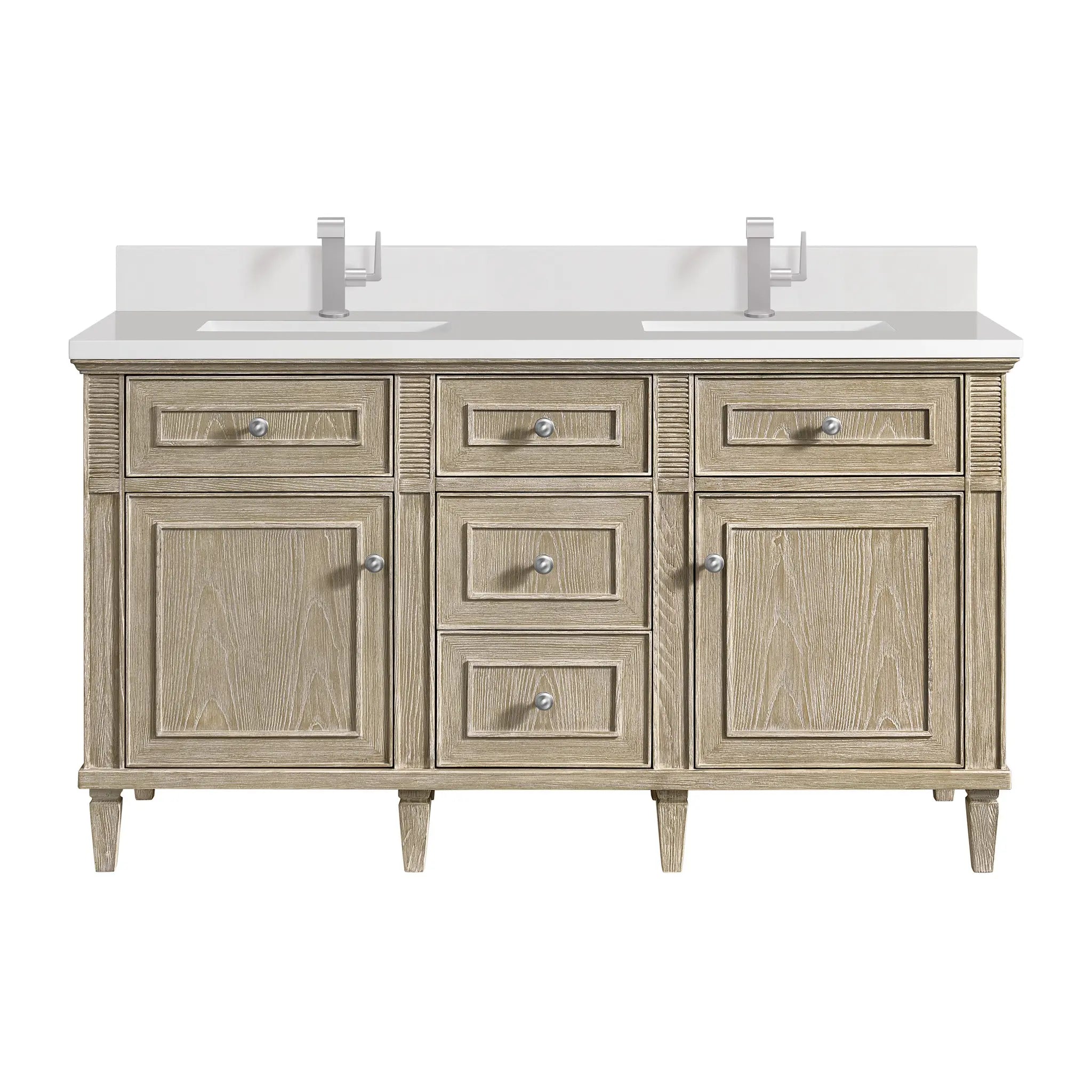 60" Lorelai Double Vanity in Whitewashed Oak by James Martin Vanities