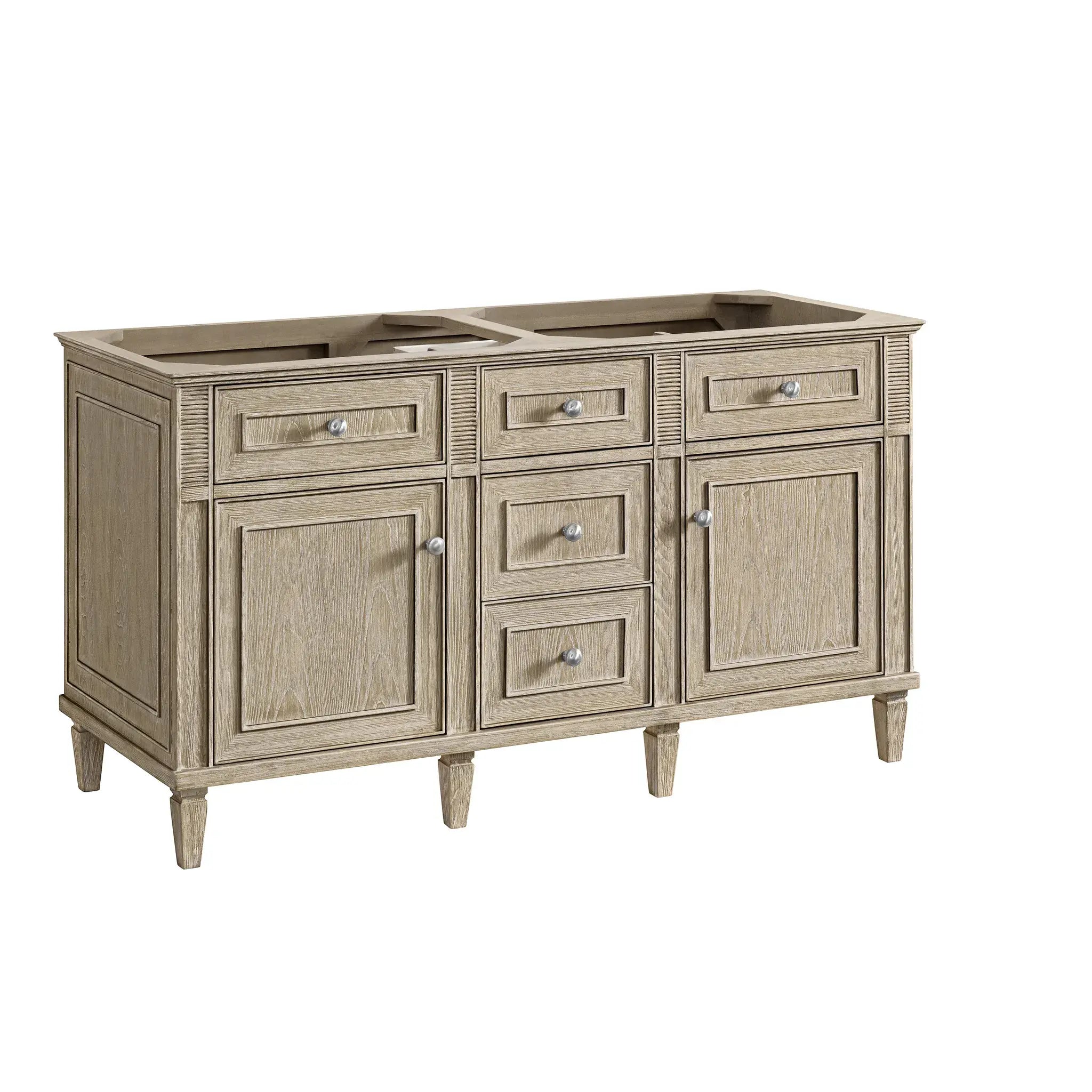 60" Lorelai Double Vanity in Whitewashed Oak-White Zeus Silestone-8" Widespread image 1