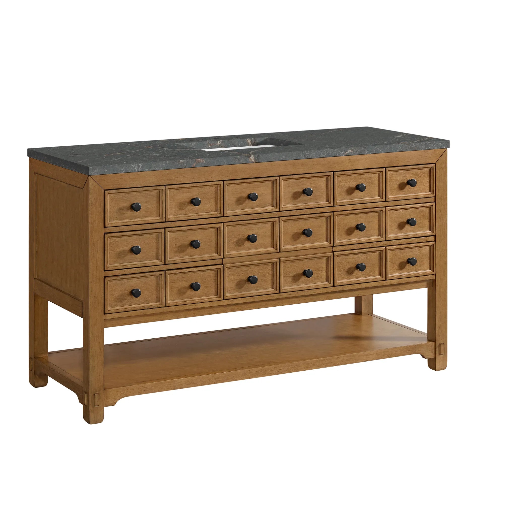 60" Malibu Single Vanity in Amber Birch-Parisien Bleu Silestone-8" Widespread image 9