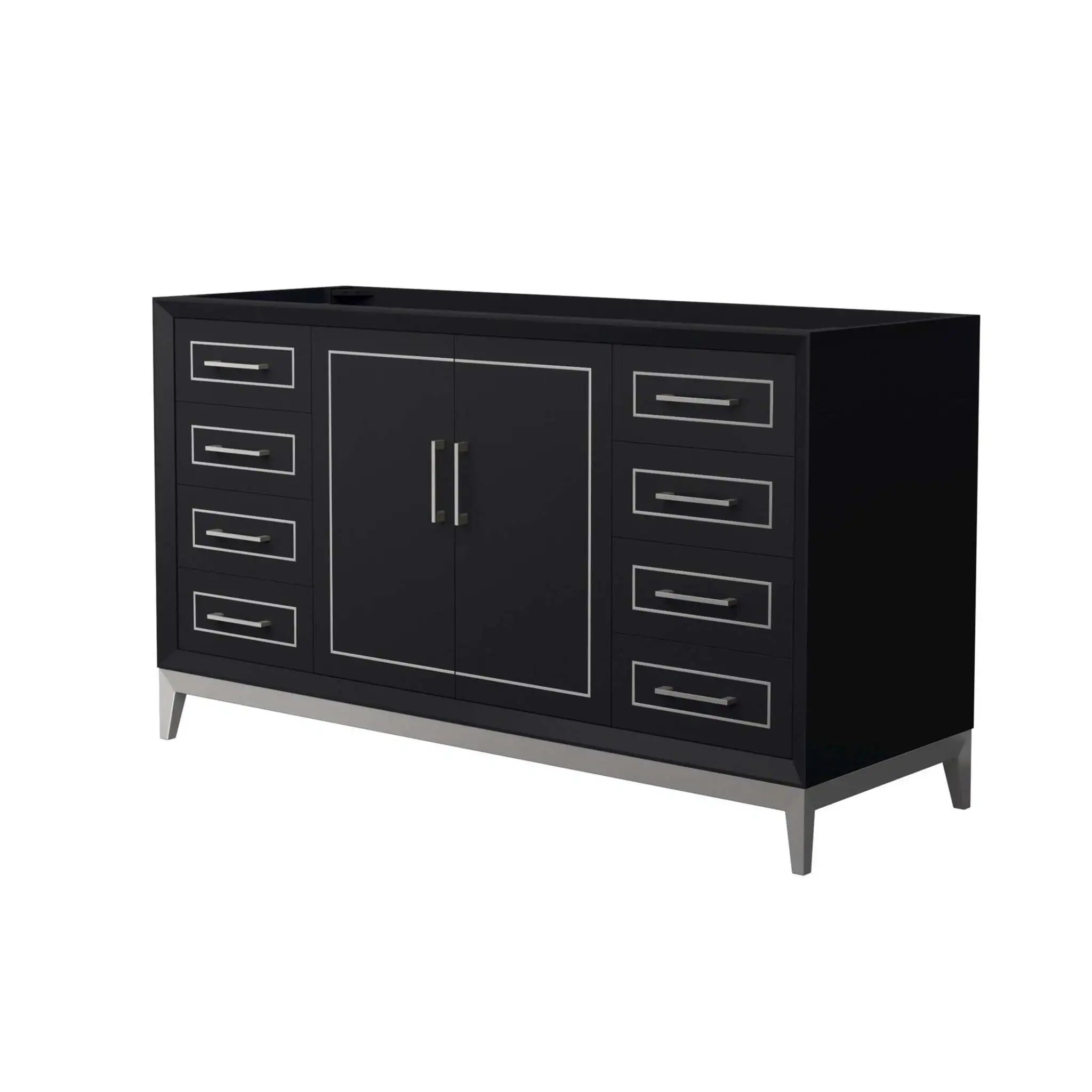 60" Marlena Single Bathroom Vanity in Black with Brushed Nickel Trim by Wyndham
