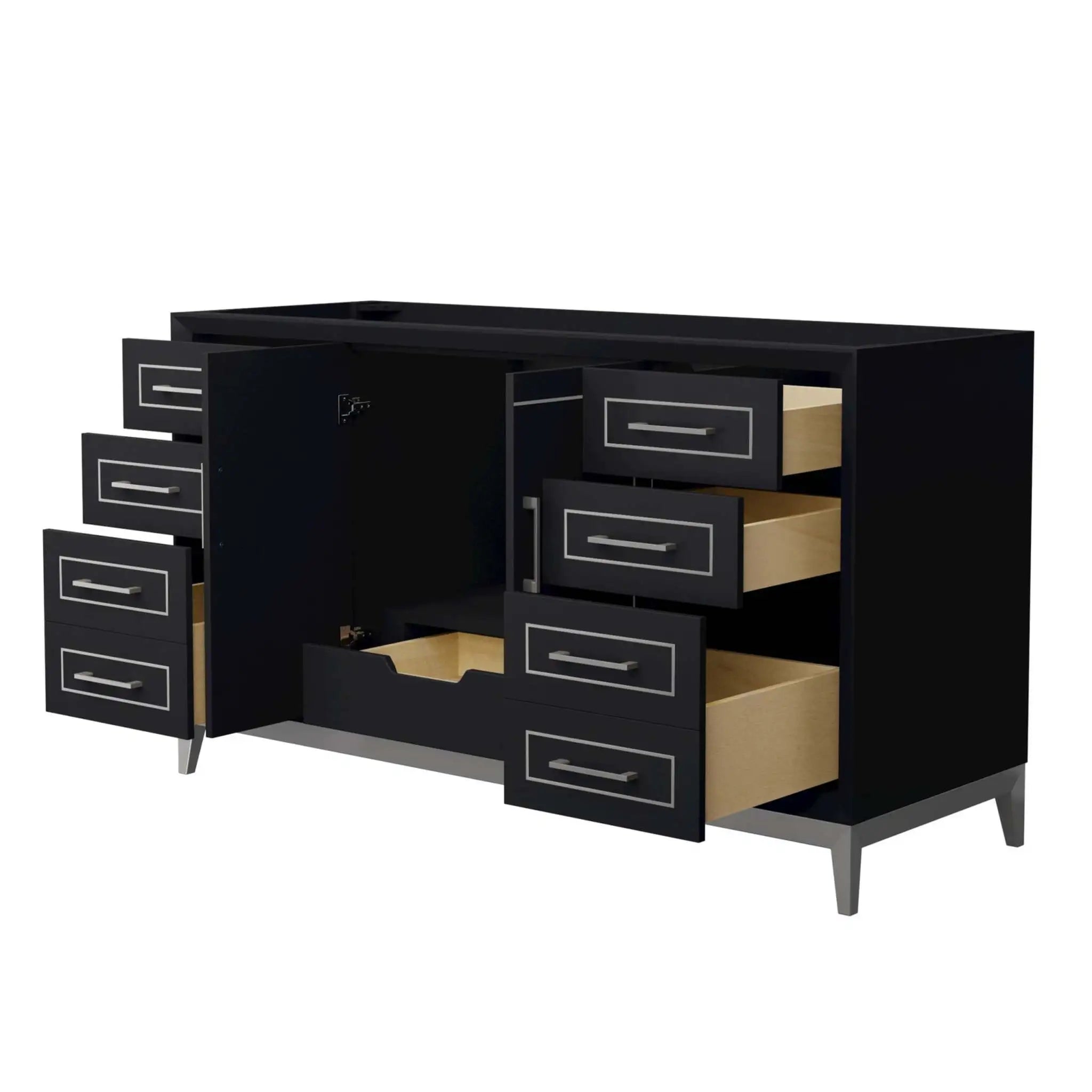 60" Marlena Single Bathroom Vanity in Black with Brushed Nickel Trim by Wyndham