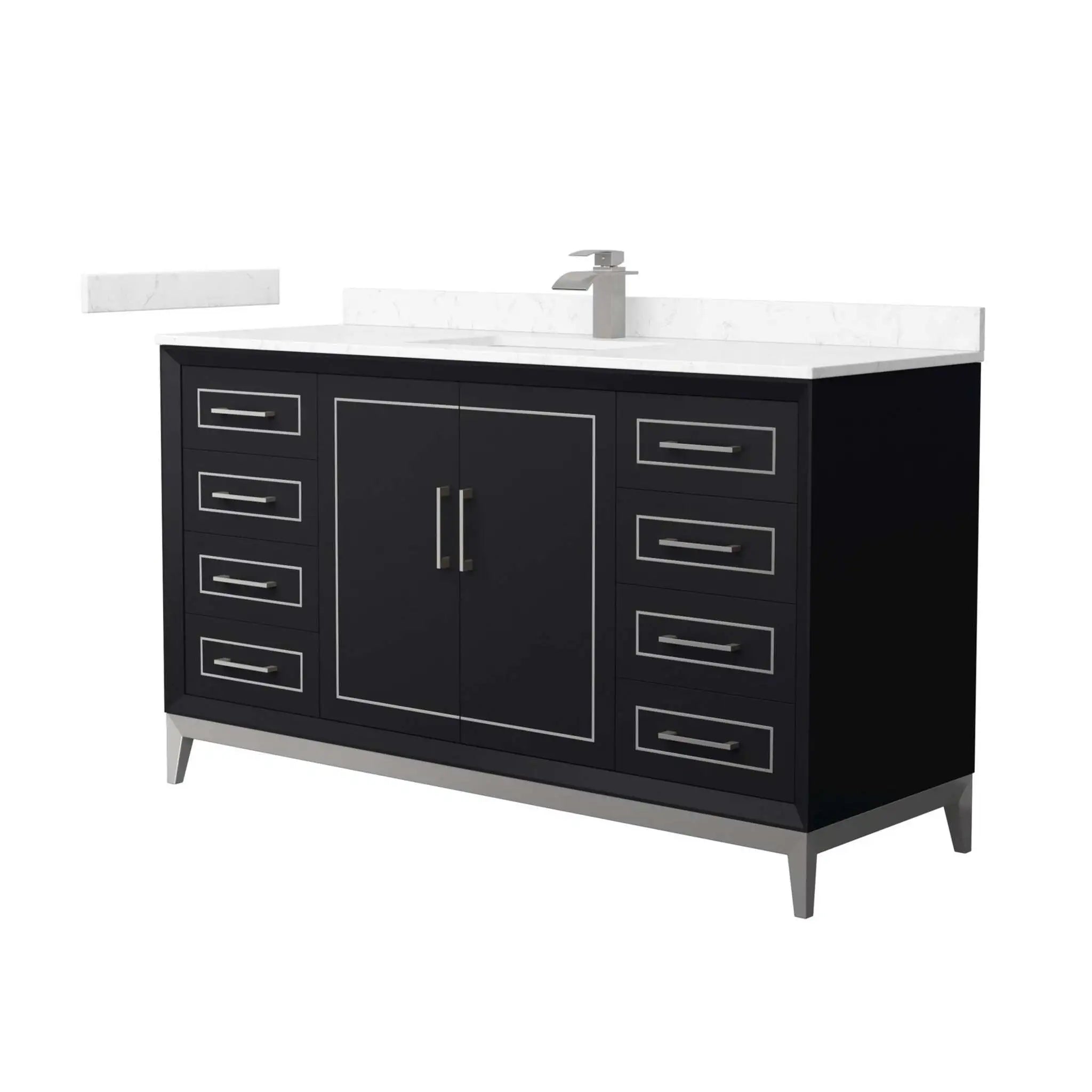 60" Marlena Single Bathroom Vanity in Black with Brushed Nickel Trim by Wyndham