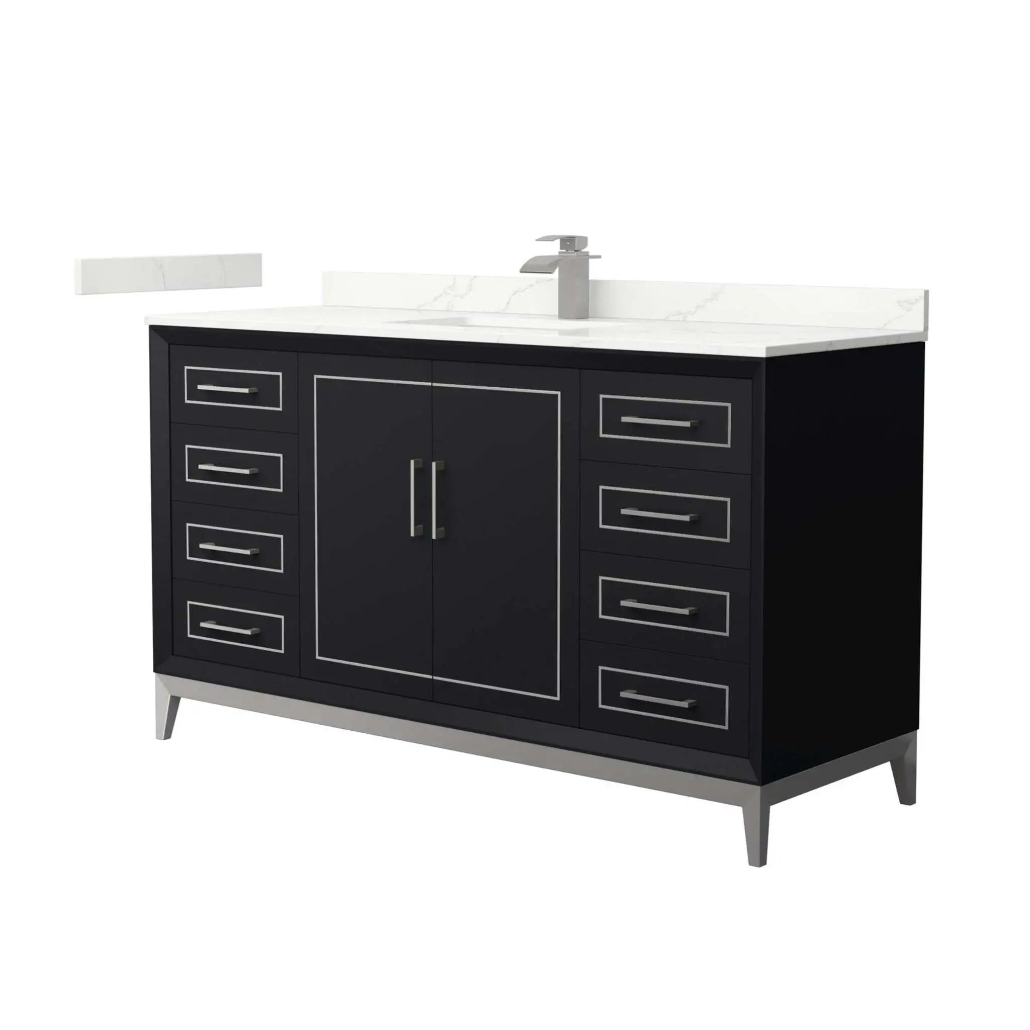 60" Marlena Single Bathroom Vanity in Black with Brushed Nickel Trim by Wyndham