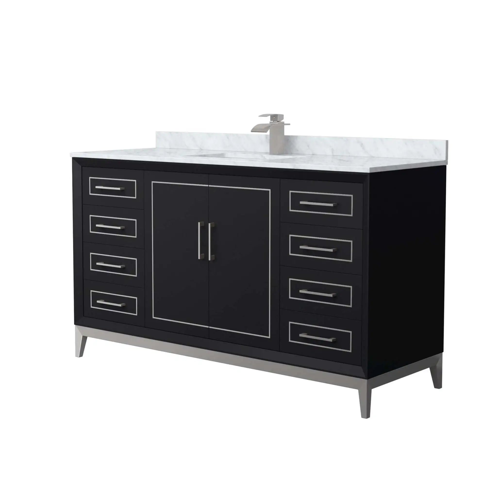 60" Marlena Single Bathroom Vanity in Black with Brushed Nickel Trim by Wyndham
