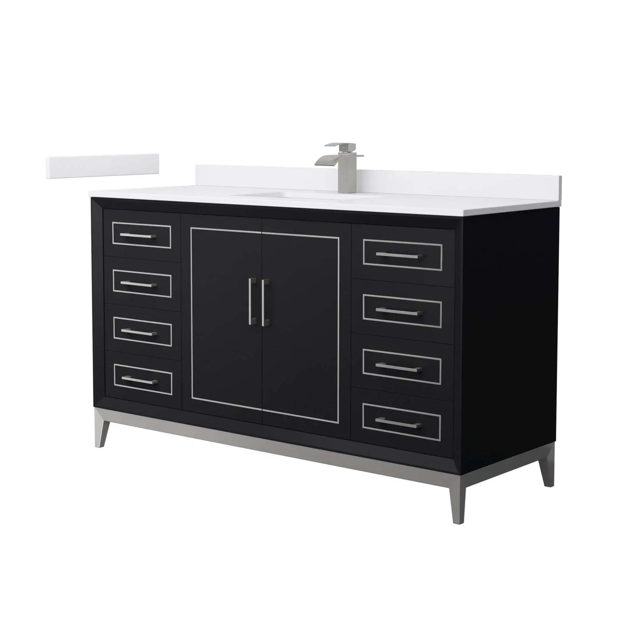 60" Marlena Single Bathroom Vanity in Black with Brushed Nickel Trim by Wyndham