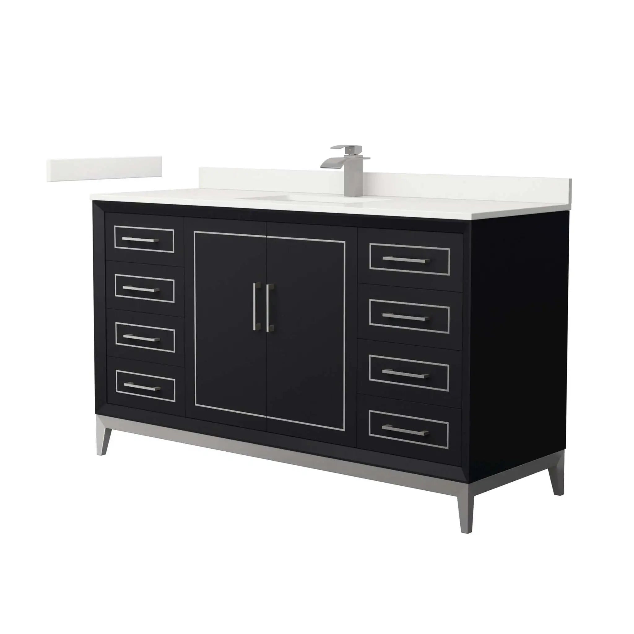 60" Marlena Single Bathroom Vanity in Black with Brushed Nickel Trim by Wyndham