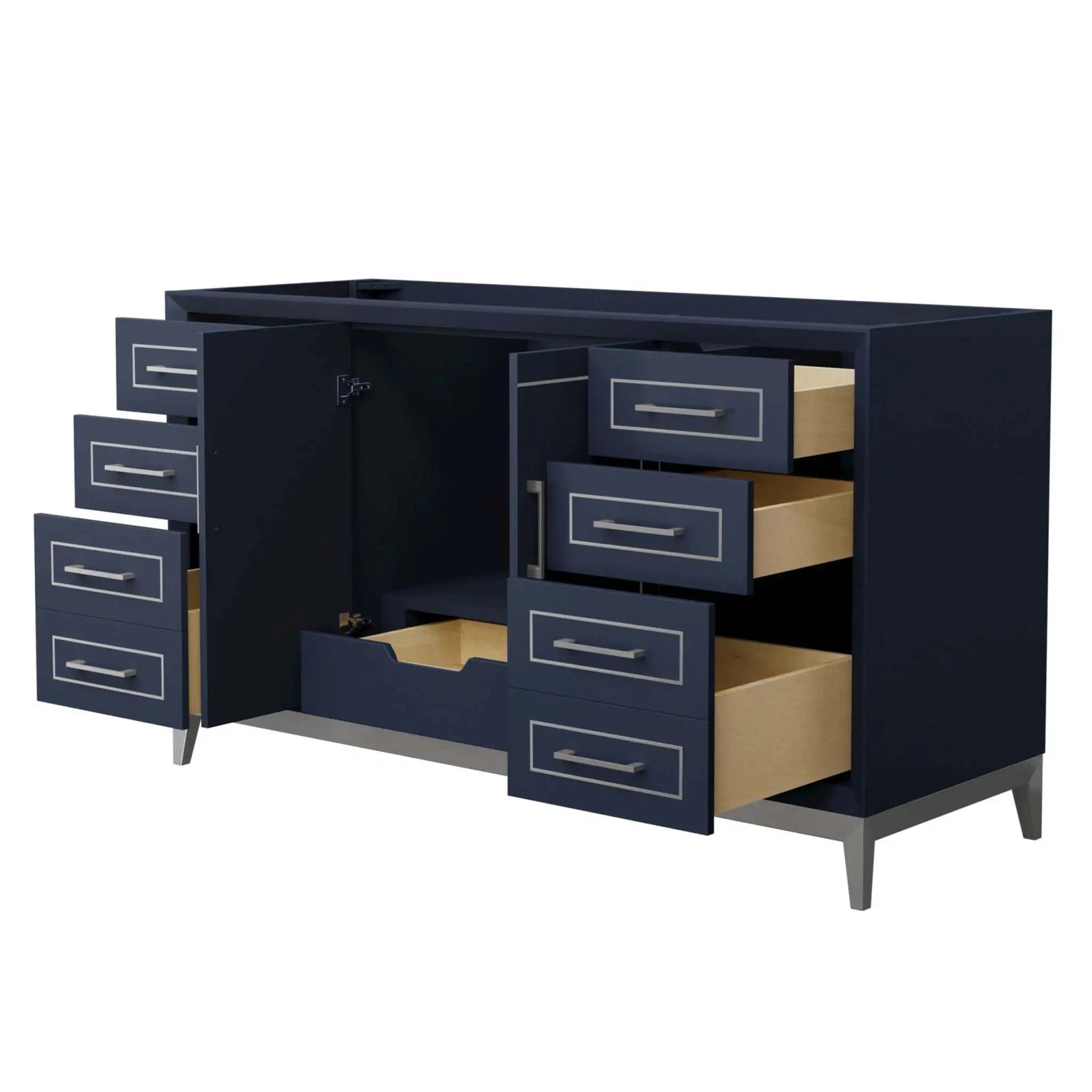 60" Marlena Single Bathroom Vanity in Dark Blue with Brushed Nickel Trim by Wyndham