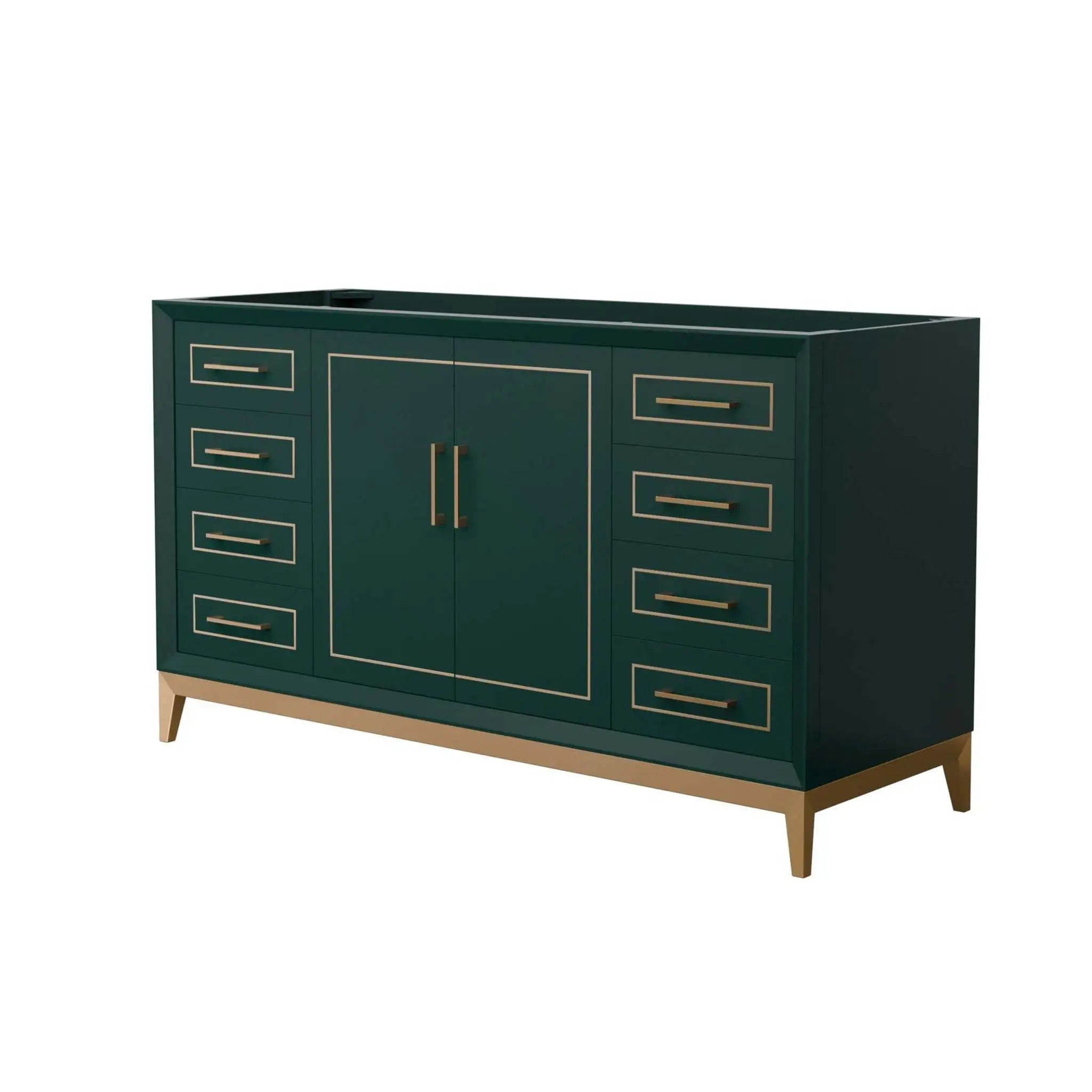 60" Marlena Single Bathroom Vanity in Green with Satin Bronze Trim by Wyndham