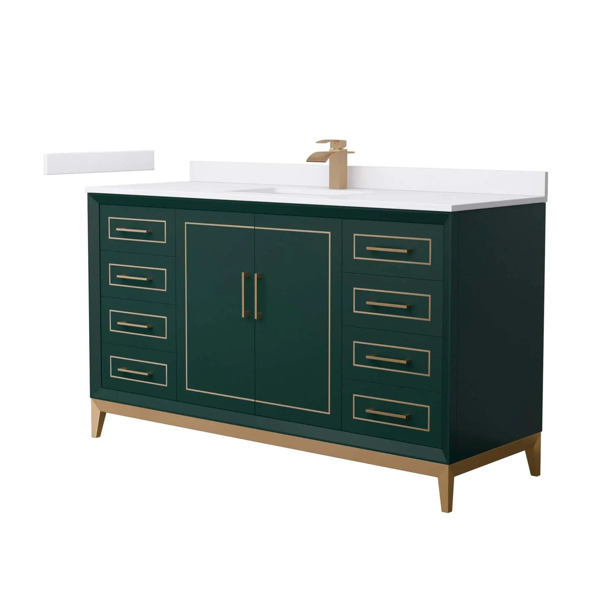 60" Marlena Single Bathroom Vanity in Green with Satin Bronze Trim by Wyndham