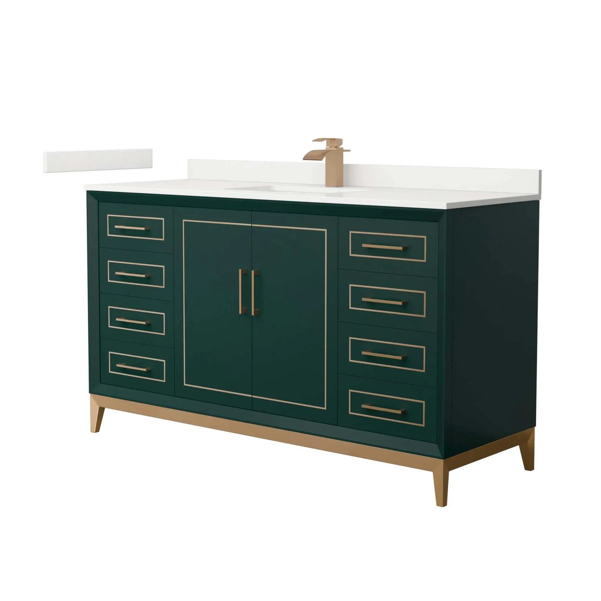 60" Marlena Single Bathroom Vanity in Green with Satin Bronze Trim by Wyndham