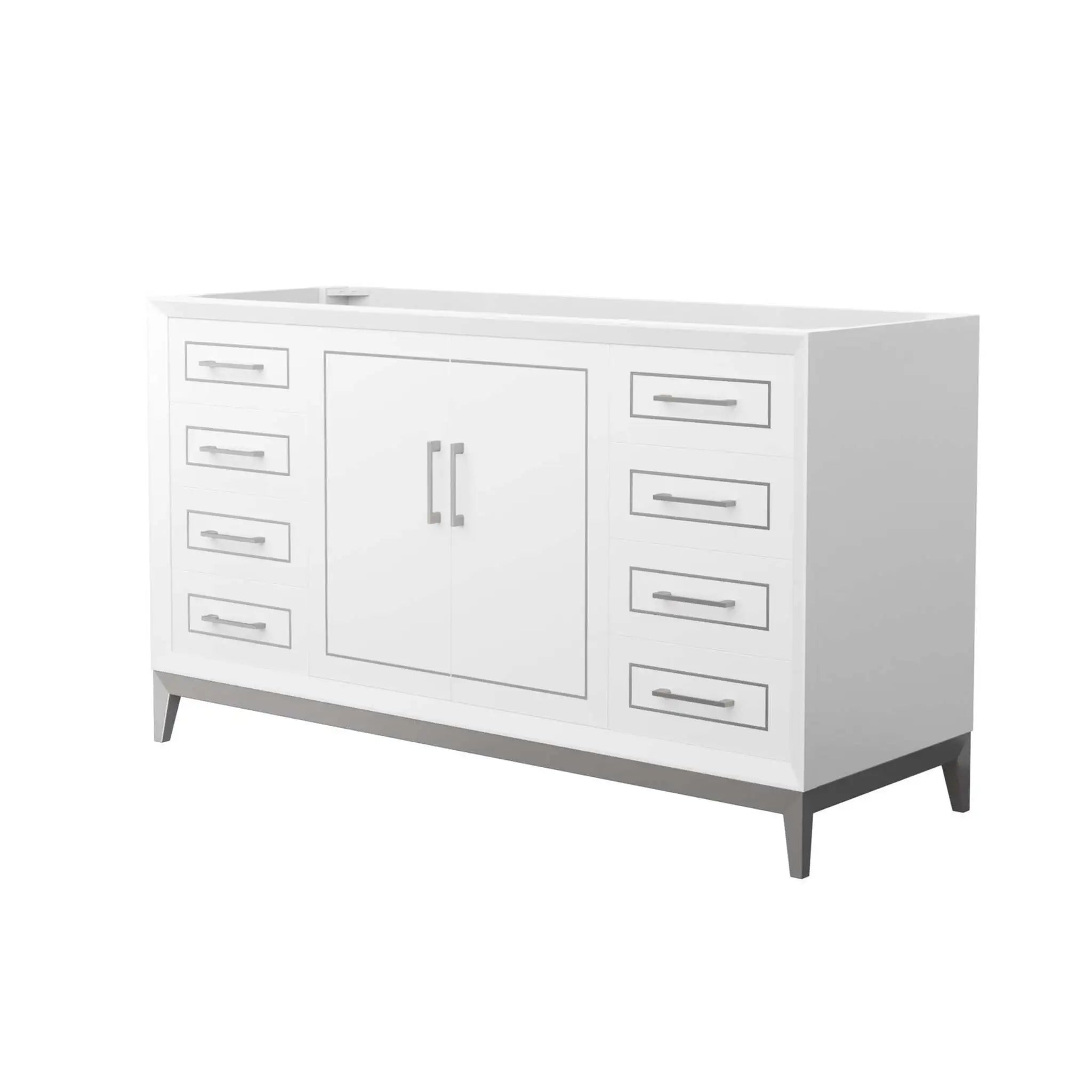 60" Marlena Single Bathroom Vanity in White with Brushed Nickel Trim by Wyndham